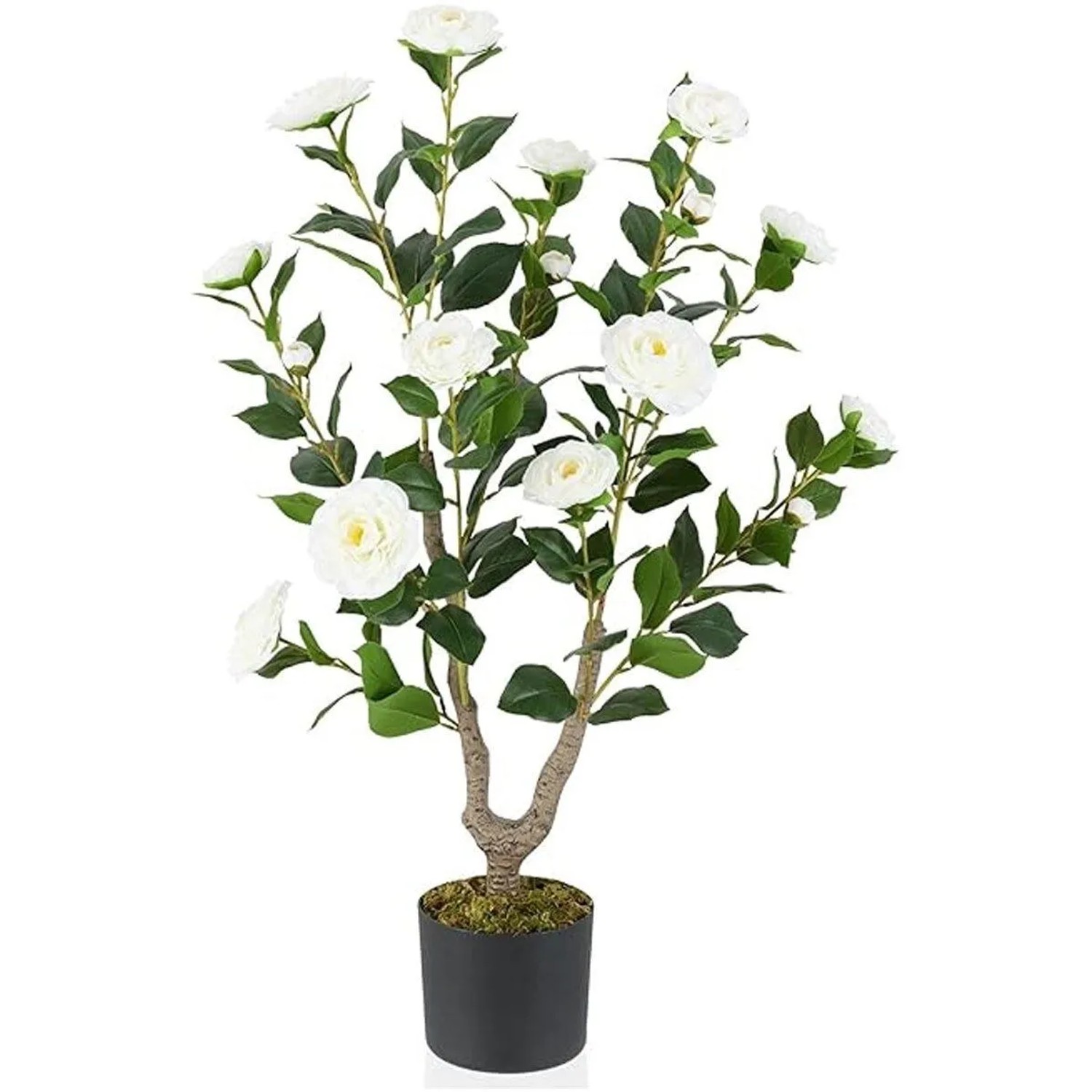 Costway Kunstbaum mit 16 Blüten und 116 Blättern Weiß 90 cm