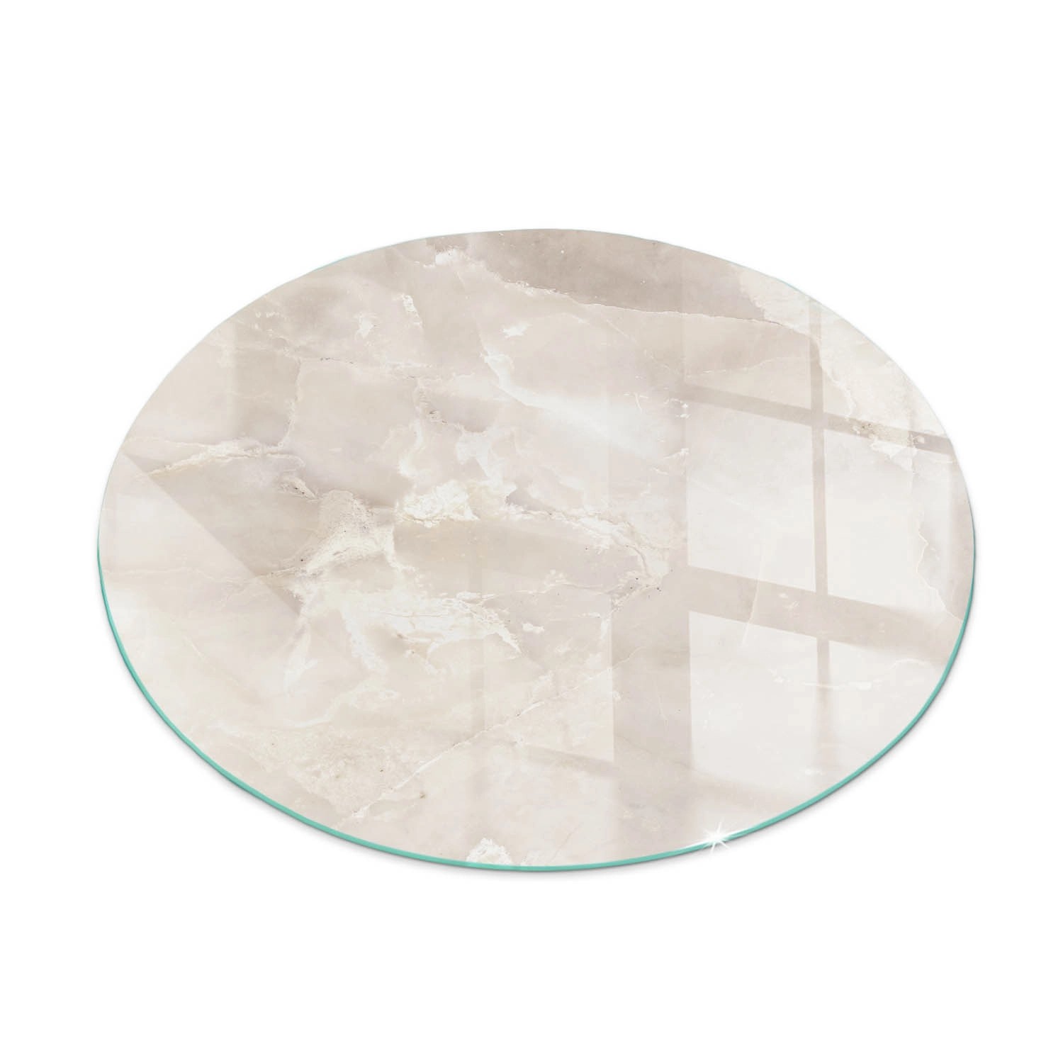 Tulup Glasplatte für Kamin Natürliches Marmormuster Glasplatte unter Kaminöfen Runden 70x70 cm Cremig Glasplatte für Kamin Vorlegeplatte für Kaminöfen