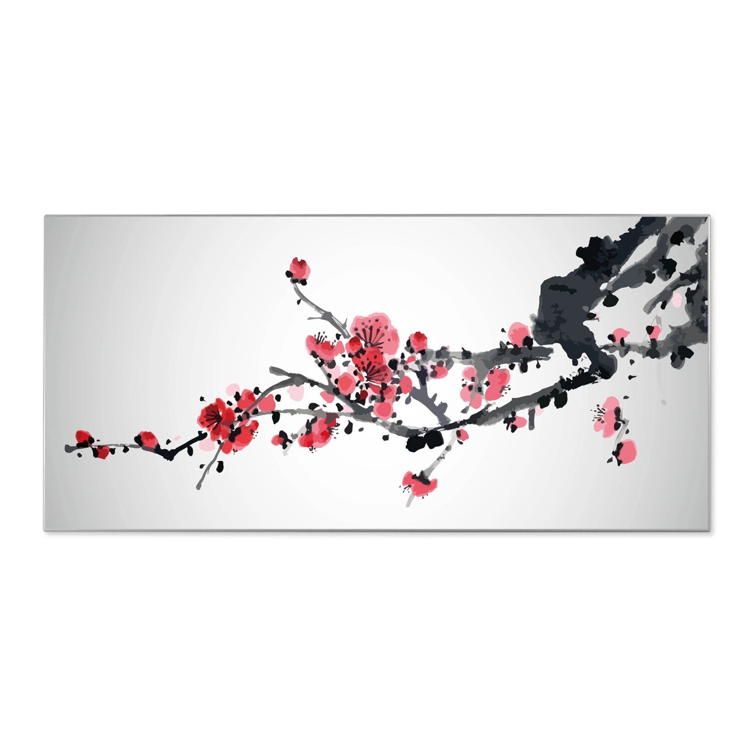 Banjado Magnettafel 78x37cm Magnetwand Silber Aus Metall Magnetpinnwand Pinnwand Inkl. 4 Magnete Motiv Japanische Blüten 2