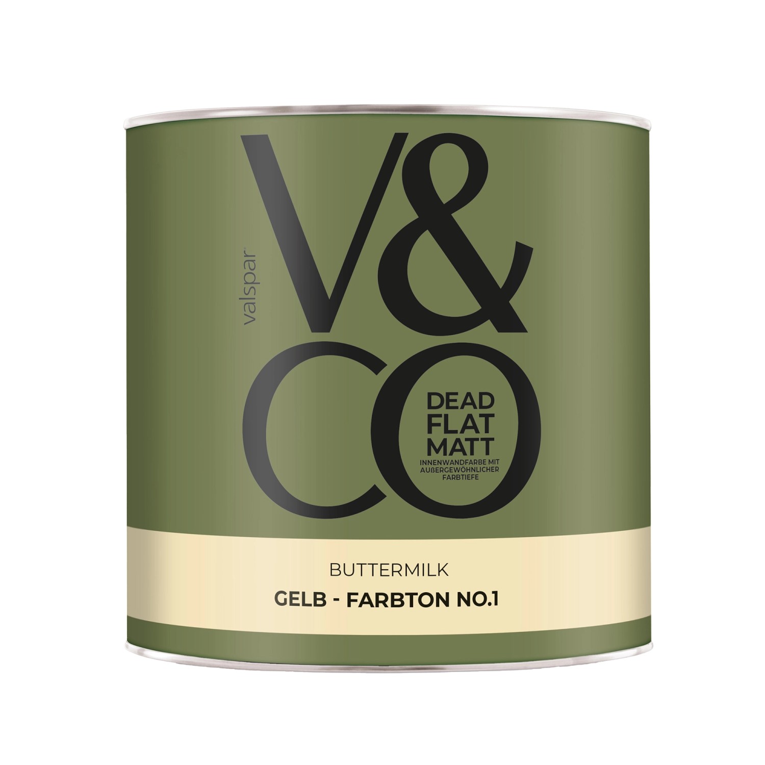 V&CO Premium-Innenfarbe Dead Flat Matt Gelb Farbton 1 Buttermilk 2,5 l