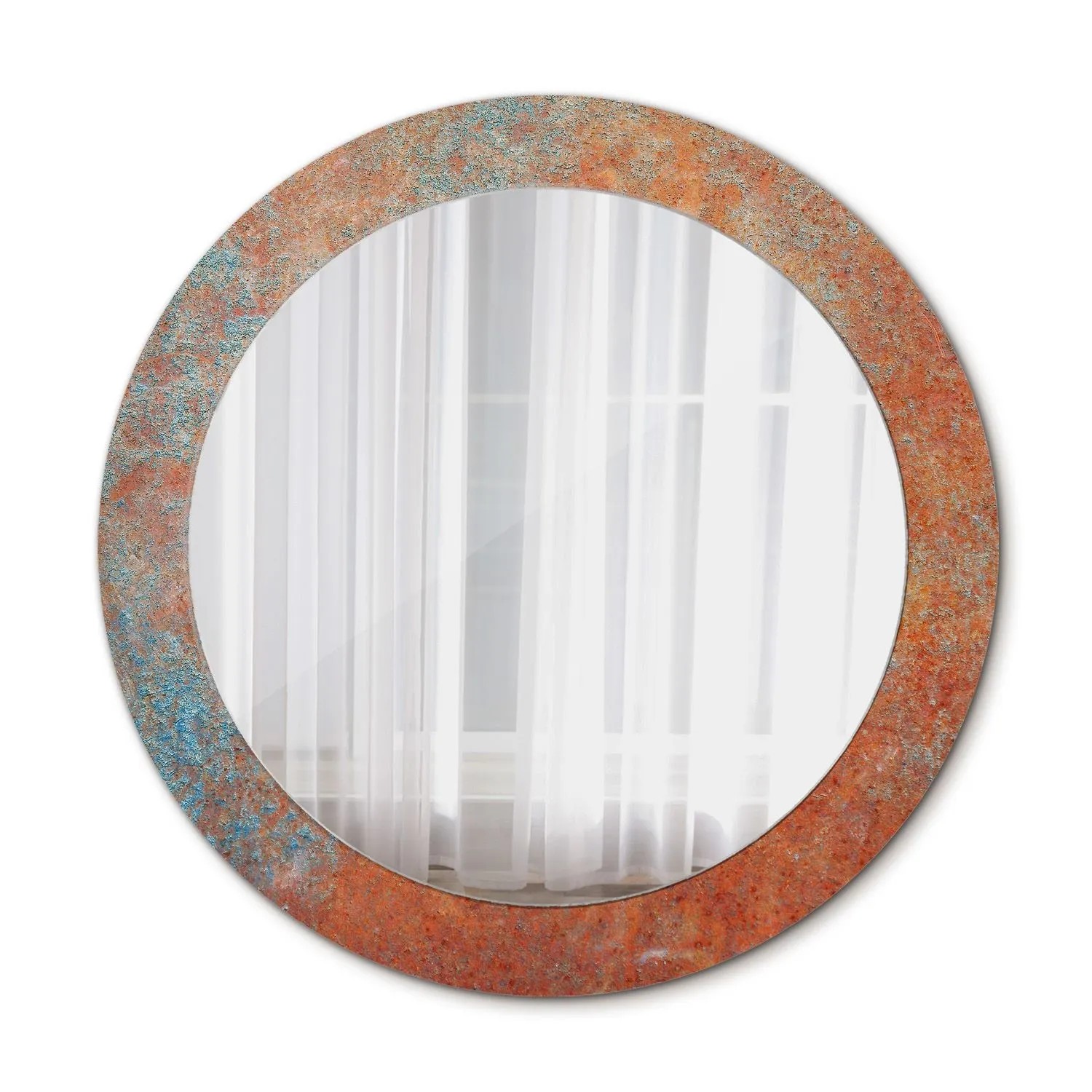 Tulup Bedruckter Spiegel Rostiges Metall 70x70 cm Runder Spiegel Bedrucktem Rahmen Dekorative Spiegel Spiegel mit Ornamenten