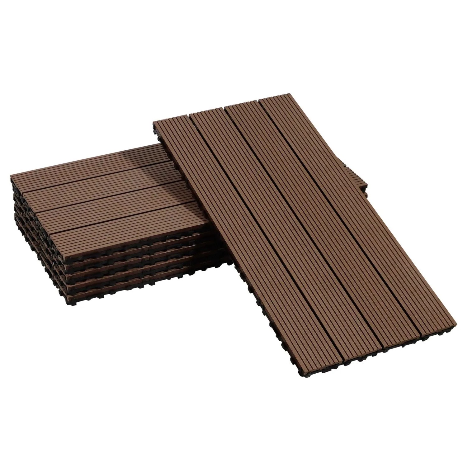 CCLIFE WPC Terrassendielen Balkon Boden Braun 60 x 30 x 2 cm 6 Stück 1,08 m²