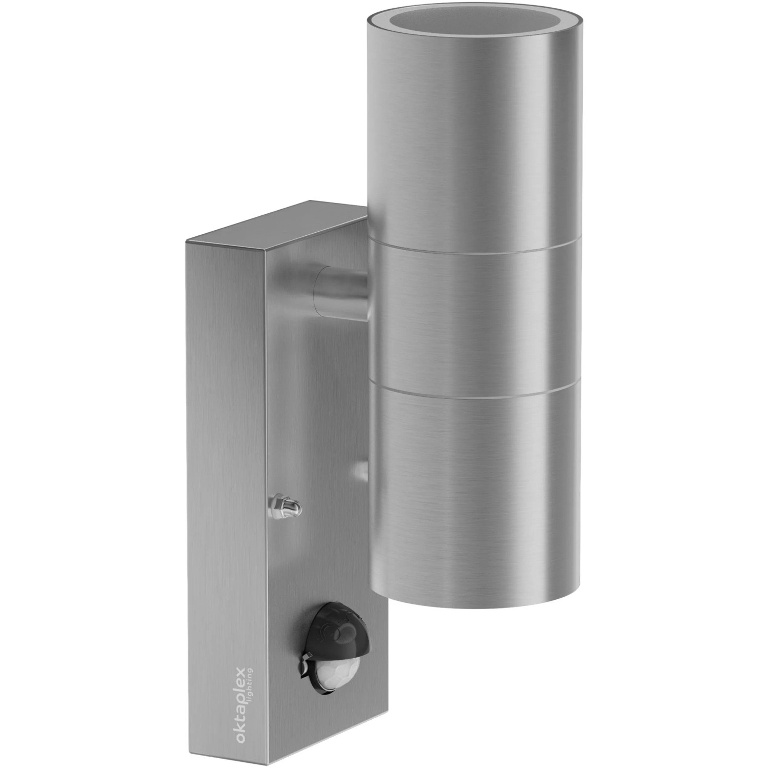 Oktaplex Chile Außenlampe mit Bewegungsmelder Edelstahl 2x GU10 Fassung Wandleuchte Silber