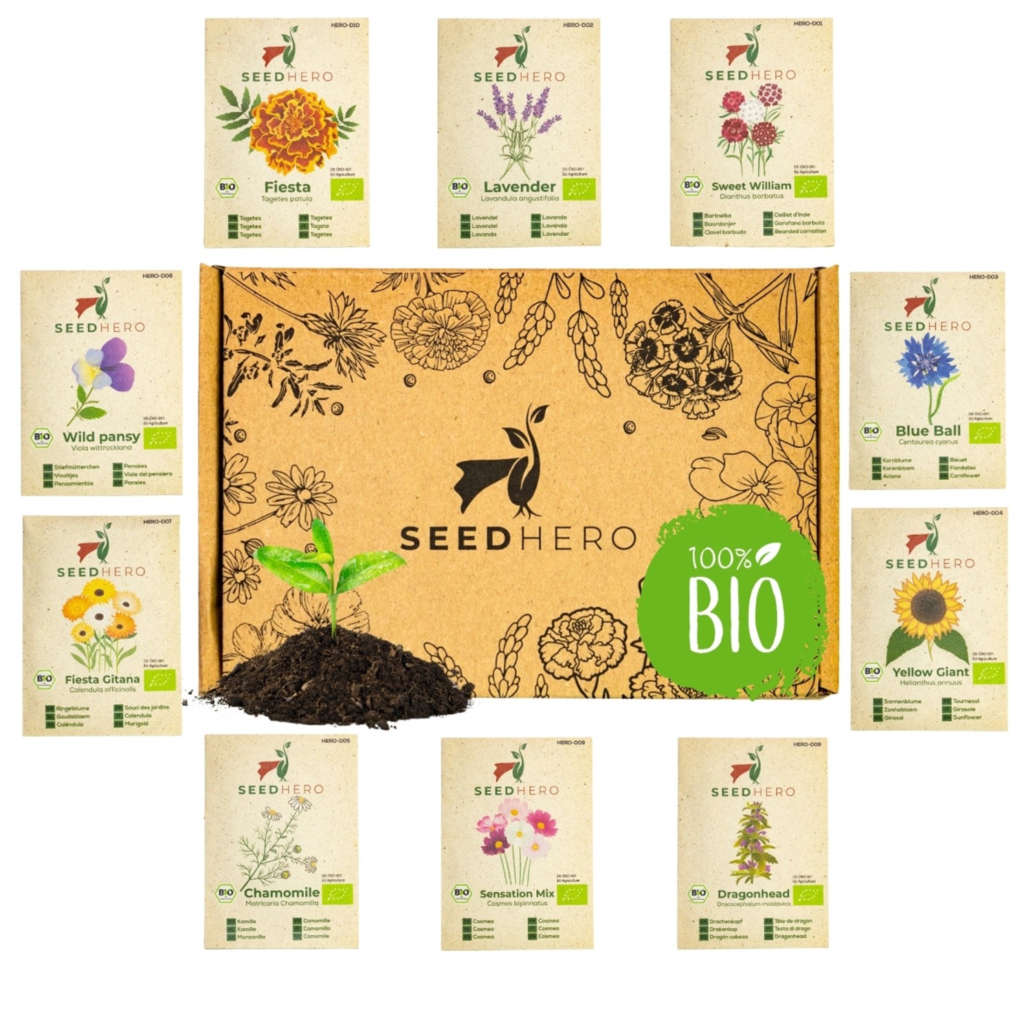 Seedhero BIO Essbare Blüten Blumensamen Set Mit 10 Sorten