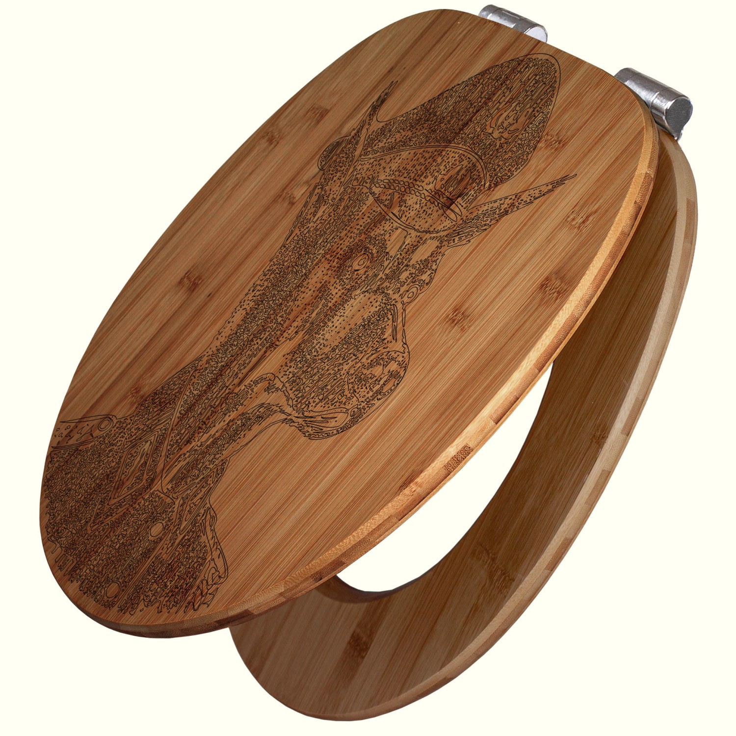 Banjado WC Sitz Bambus Holz Mit Gravur Toilettendeckel Mit Absenkautomatik Klodeckel WC-Sitz Soft Close Mit Motiv Herr Hund