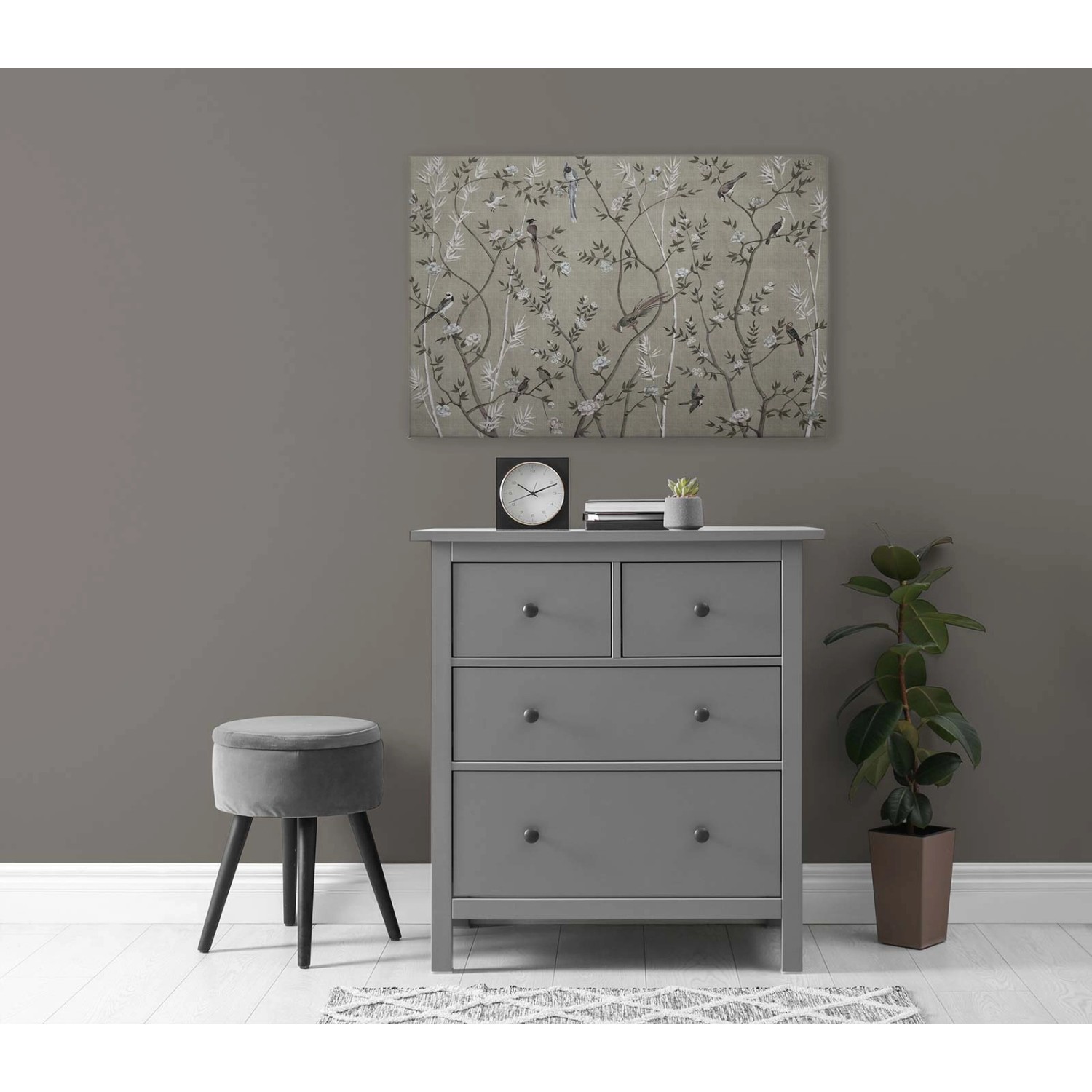 Bricoflor Leinwandbild Chinesisch Asiatisches Wandbild Mit Vögeln Blüten Und Ästen Leinwand Beige Grau In 90 X 60 Cm Romantisch