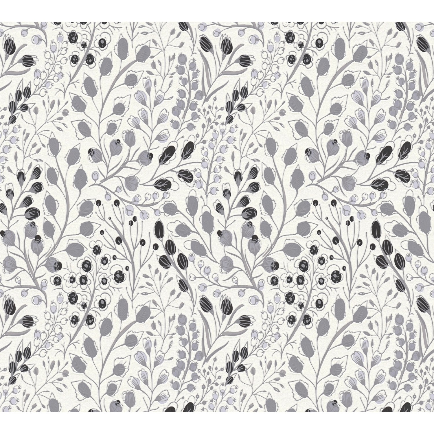 A.S. Création Vliestapete Blumen Grau Weiß