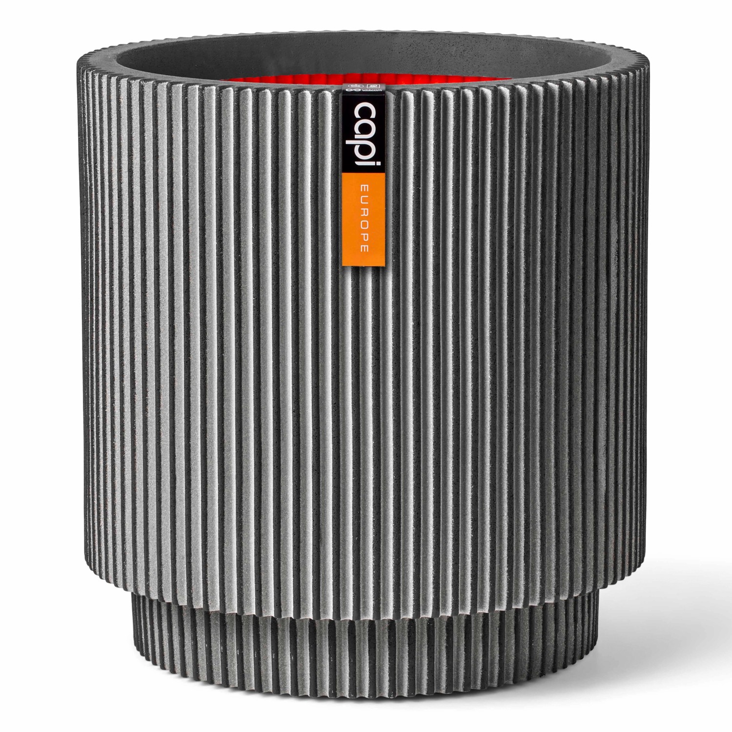 Capi Pflanzgefäß Zylinder Groove Ø 35,6 cm x 38 cm Anthrazit