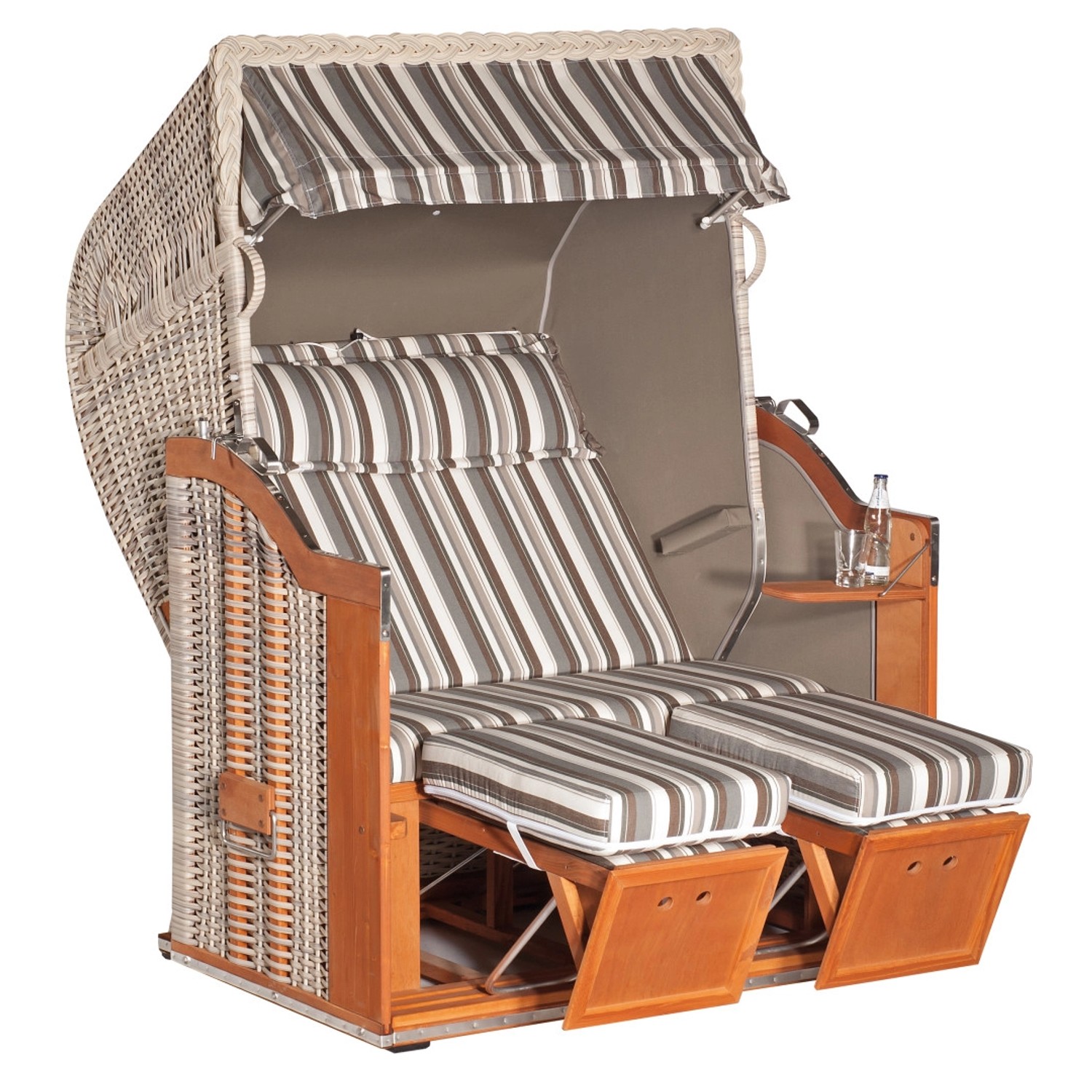 Natur24 Strandkorb Classic Halbliegemodell 2-Sitzer Antik Weiß Natur24 Classic Strandkorb Halbliegemodell 2-Sitzer Antik Weiß