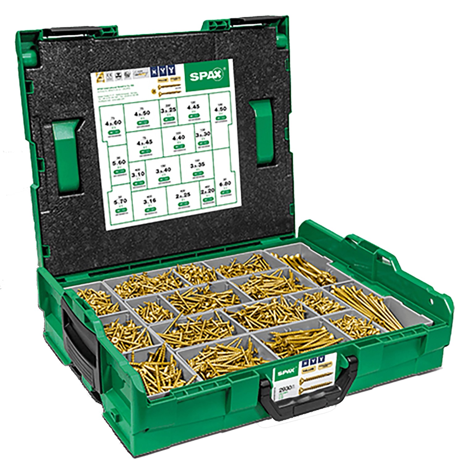 Spax Montagekoffer L-Boxx Senkkopf Kreuzschlitz Z Yellox 2.925 Schrauben 4 Bits