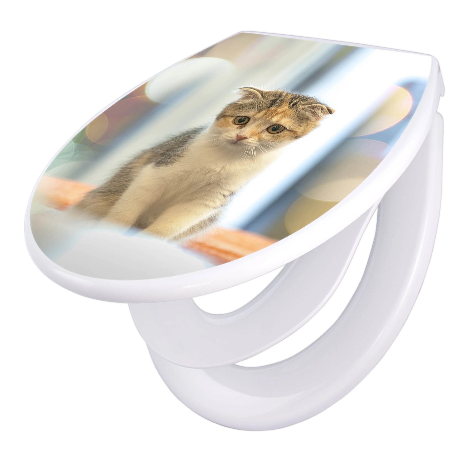 Banjado Familien WC Sitz Mit Absenkautomatik Universeller Klodeckel Mit Kindersitz Hochwertiges Polypropylen Mit Motiv Kleine Katze