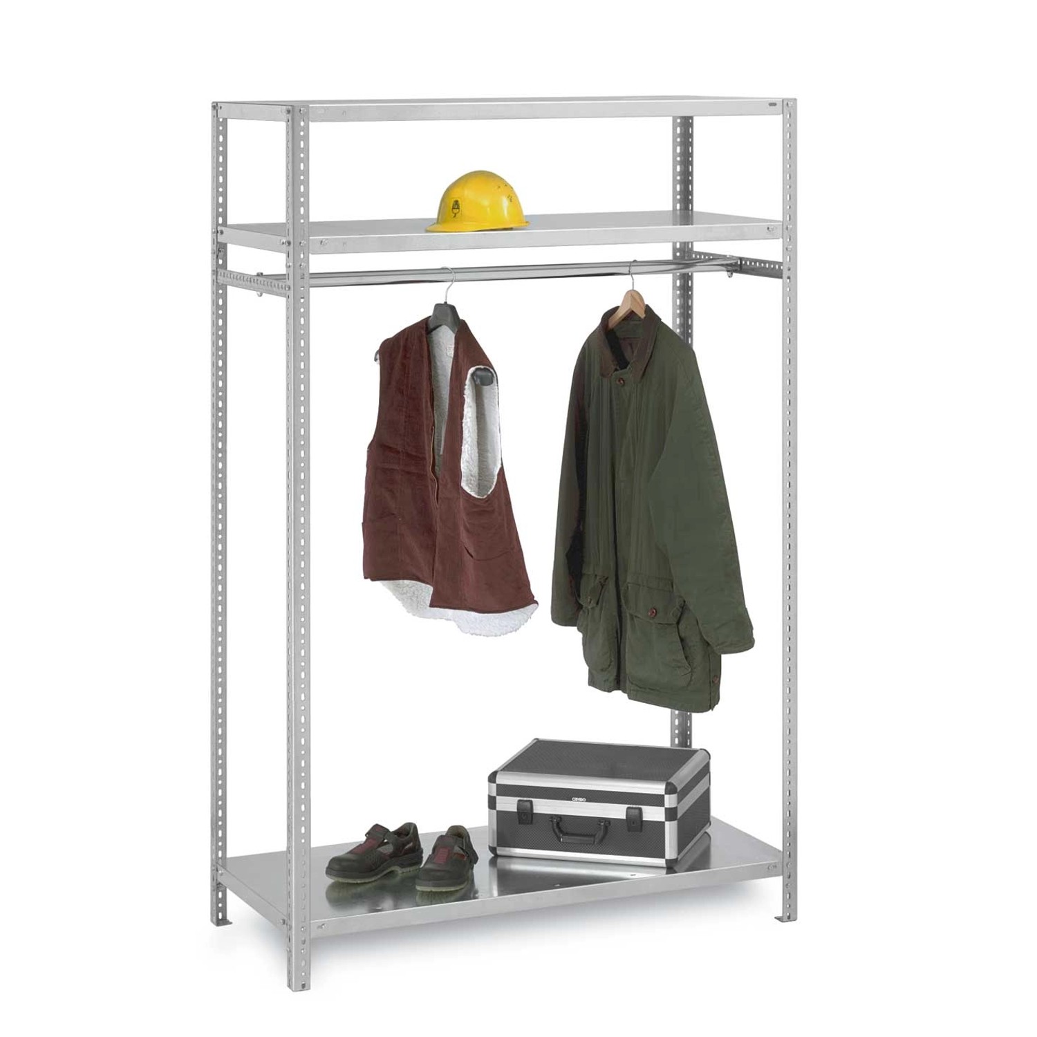 PROREGAL Garderobenregal Schraubsystem Grundregal HxBxT 200 x 130 x 60 cm Fachlast 100 kg Lichtgrau