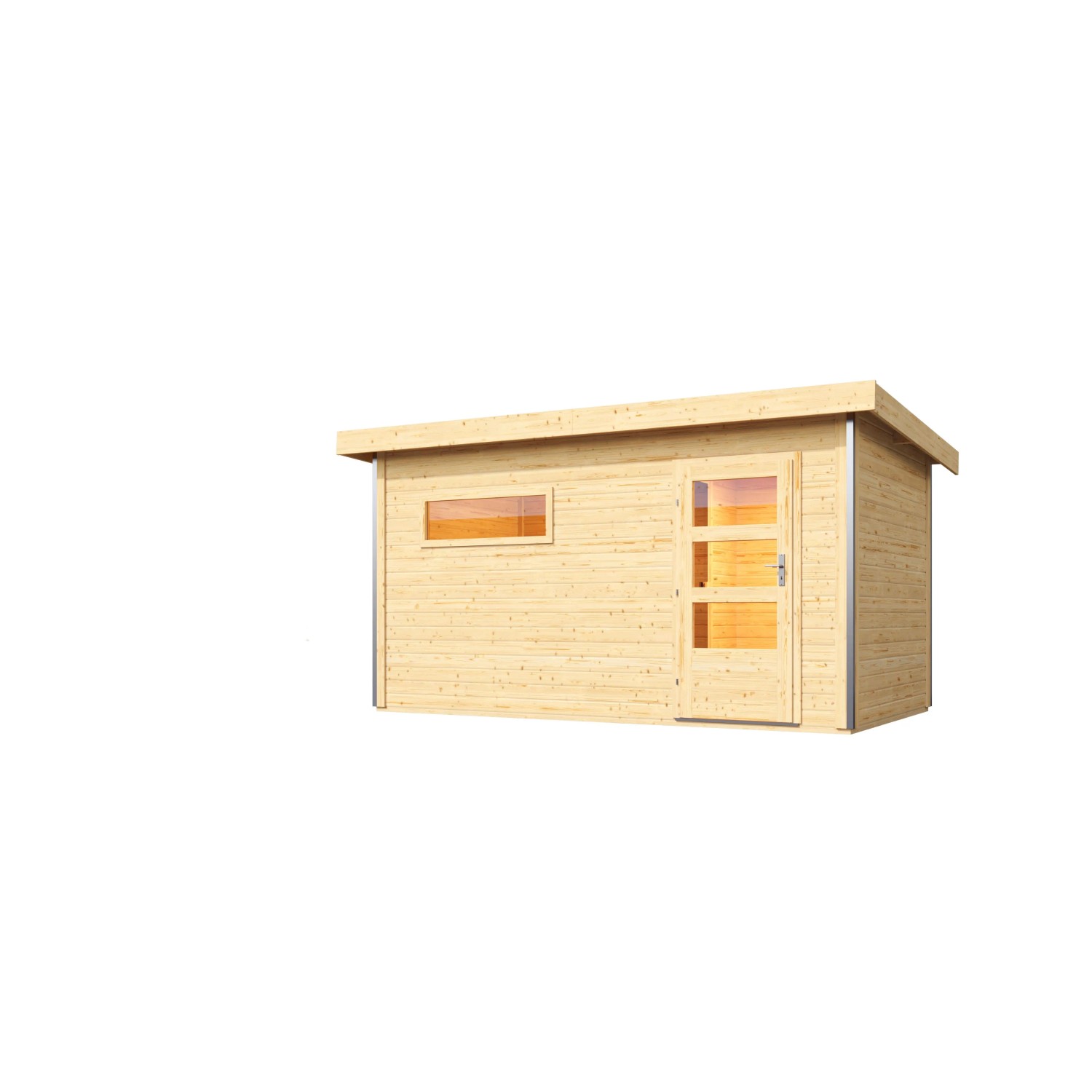 Chillroi Saunahaus Helmi Naturbelassen im Set mit 9kW Bio Kombiofen