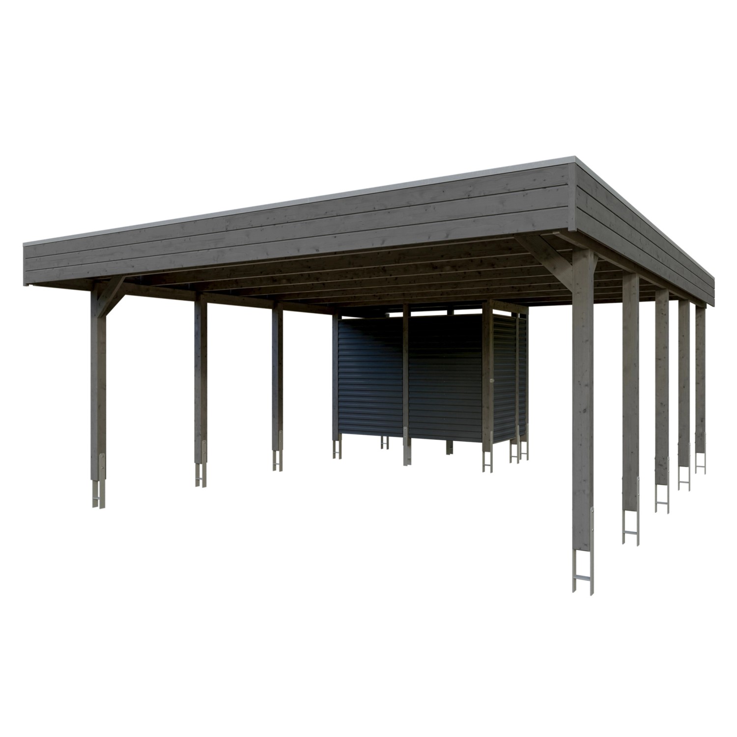 Skan Holz Carport Friesland Hybrid 557 cm x 708 cm Schiefergrau