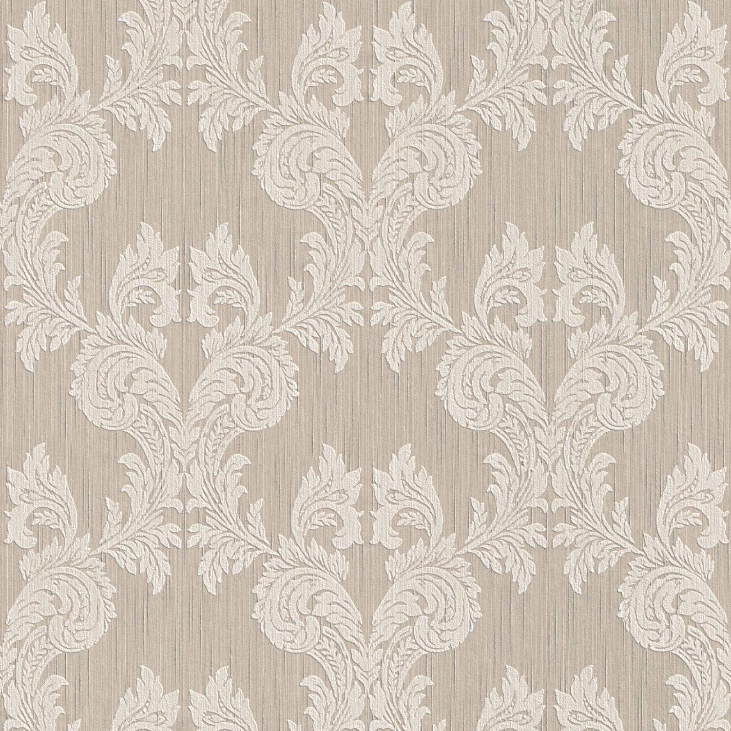 Bricoflor Ornament Tapete Beige Weiß Rokoko Vliestapete Elegant Ideal für Wohnzimmer und Esszimmer Edle Vlies Textiltapete mit Barock Muster