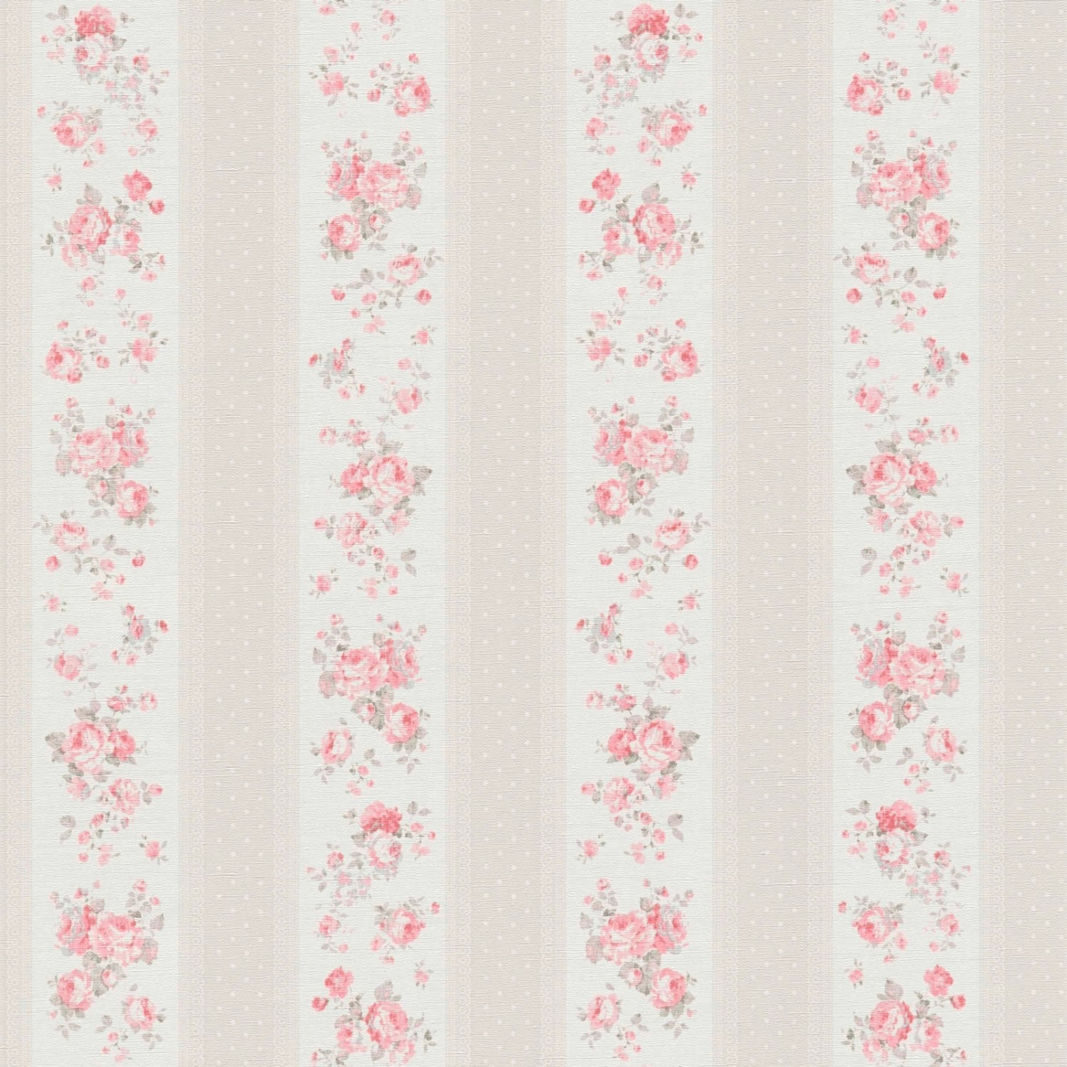Bricoflor Landhaus Tapete mit Rosen im Vintage Stil Romantische Vliestapete im Shabby Chic Wandtapete mit Blumen Beige Rosa
