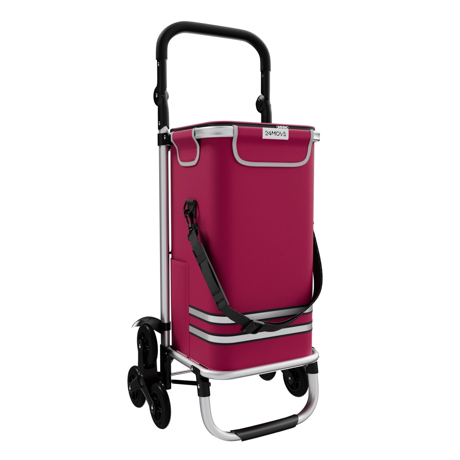 24MOVE Einkaufstrolley Alegre 3in1 Faltbar Einkaufswagen Kühlfach Rot
