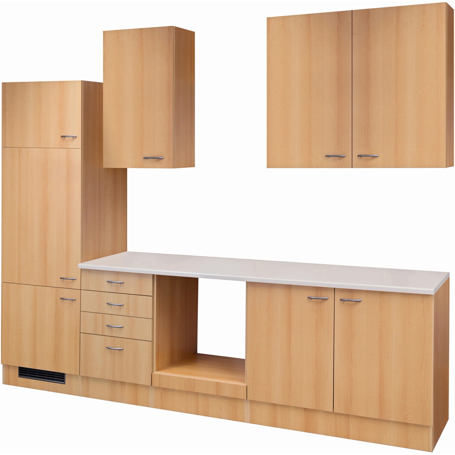 Flex-Well Classic Küchenzeile Nano 270 cm ohne E-Geräte Buche Nachbildung