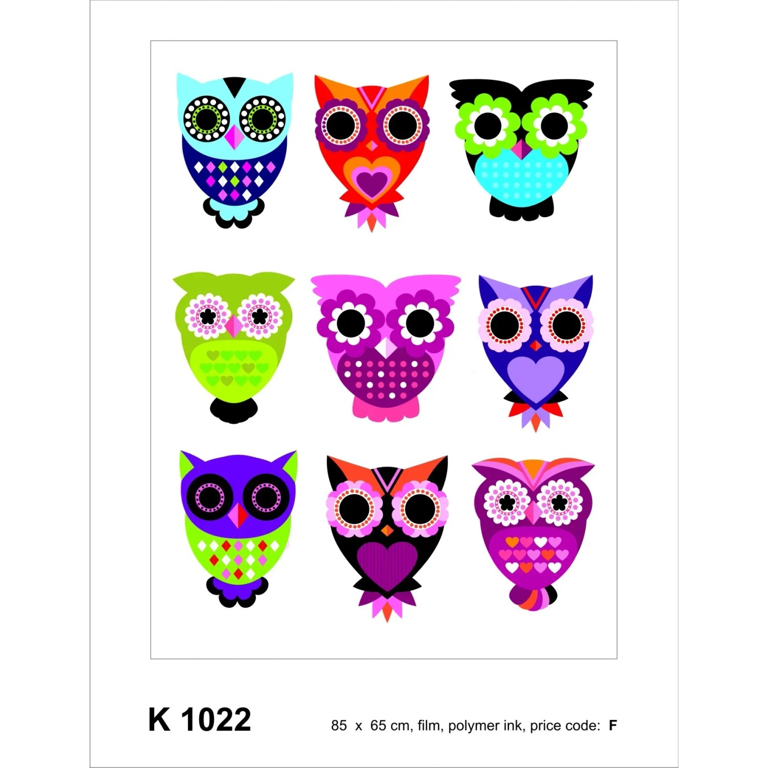 Sanders & Sanders Wandtattoo Eulen Rosa Grün und Blau 65 x 85 cm 600309