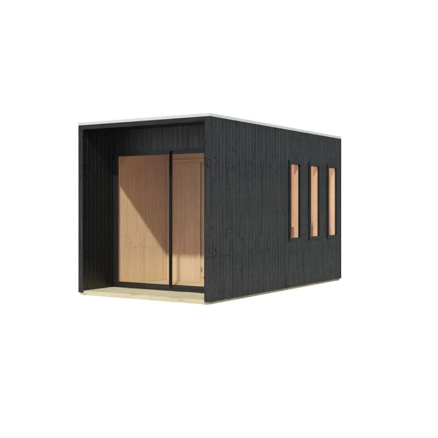 Chillroi 73mm Premium Saunahaus Belmira Inklusive Saunaofen mit Eingebauter Steuerung 9kW Schwarz