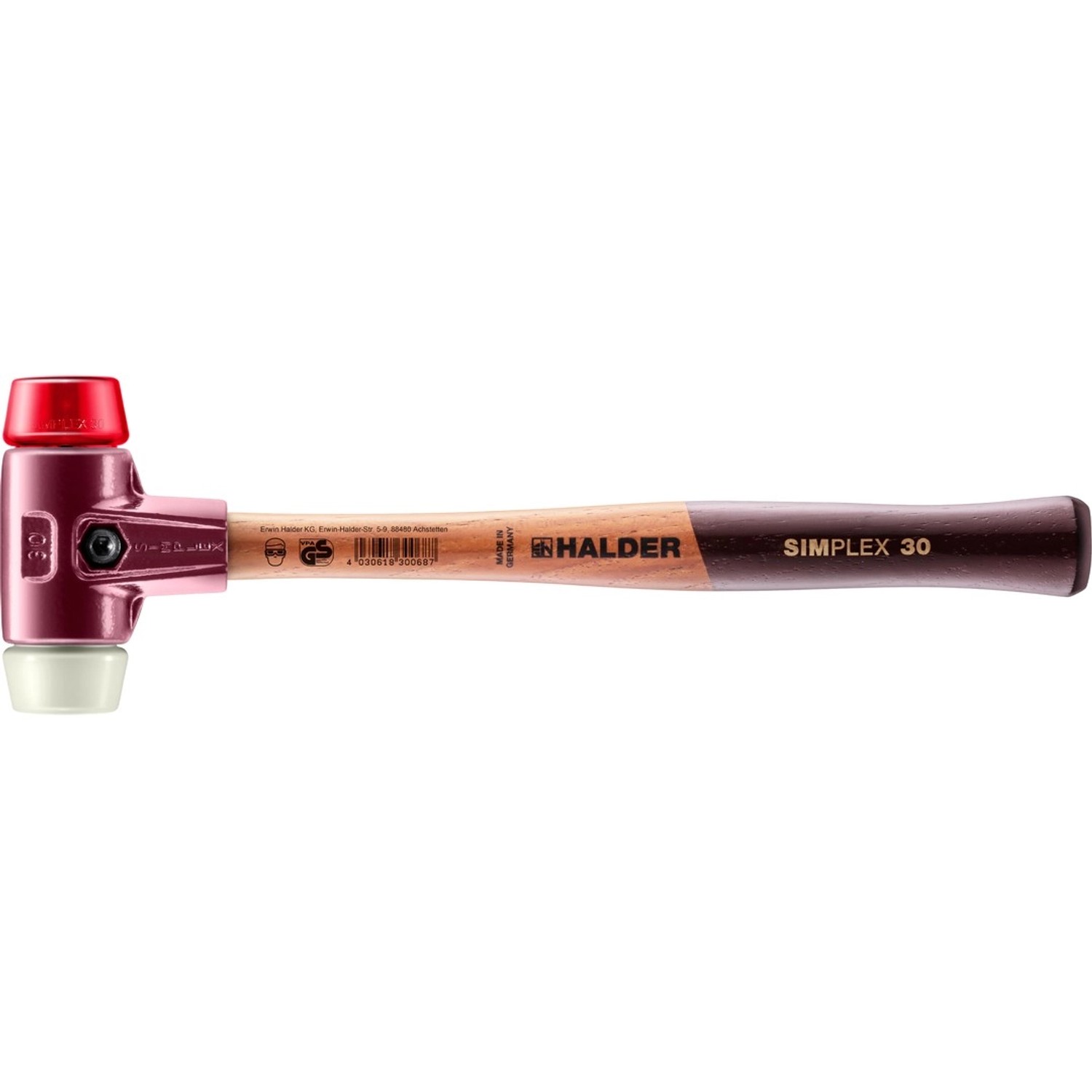 Halder Simplex Schonhammer Ø 30 mm Plastik Rot Nylon mit Tempergussgehäuse