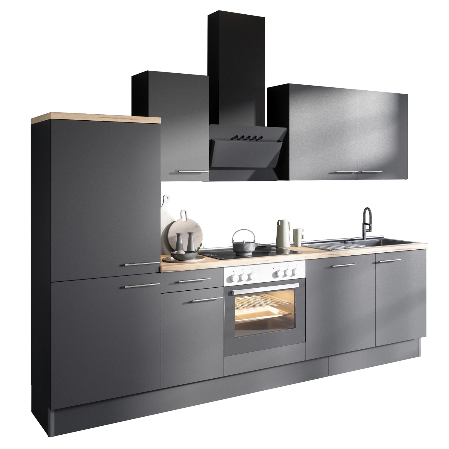 Optifit Küchenzeile Optikoncept Ingvar ohne E-Geräte 270 cm Anthrazit