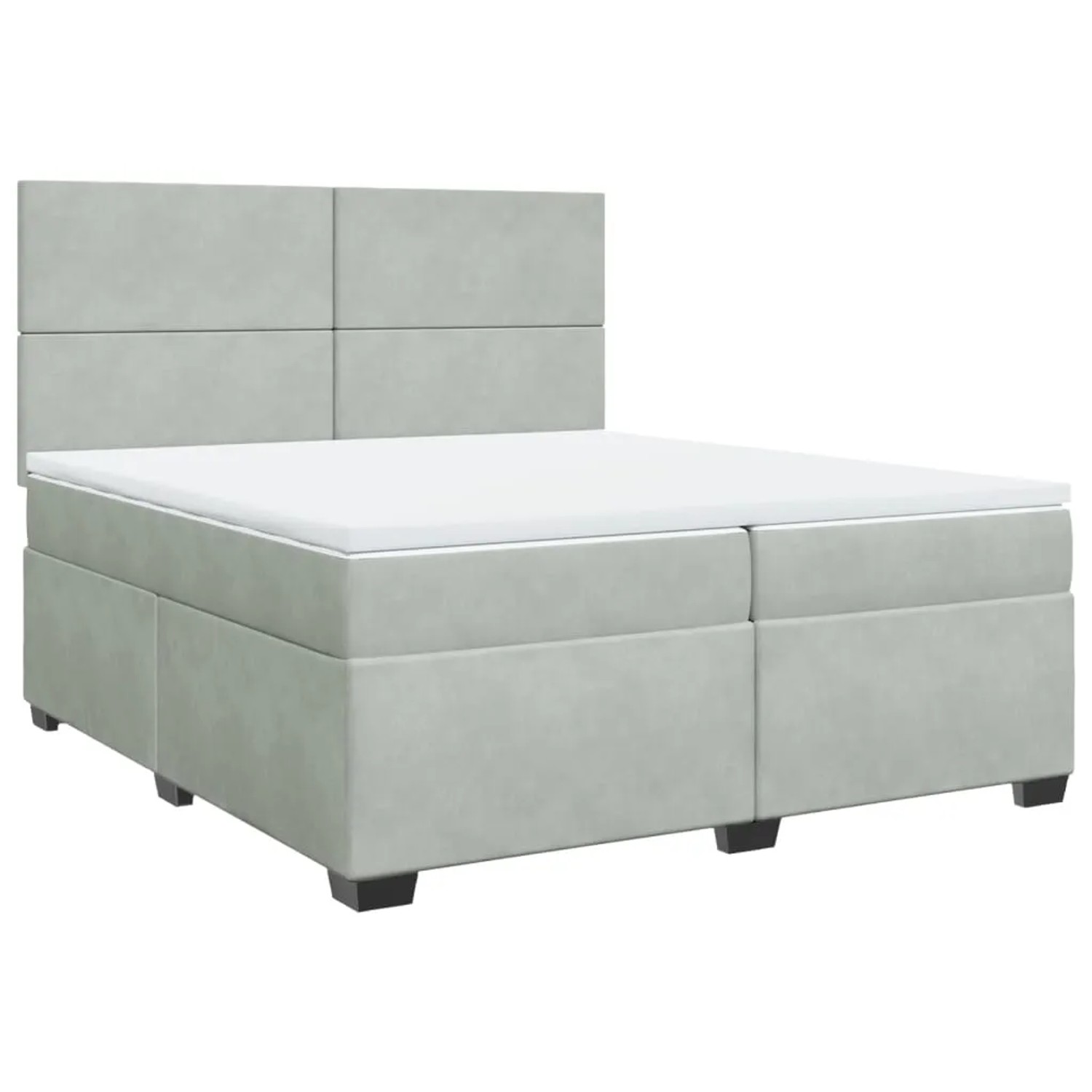 vidaXL Boxspringbett mit Matratze Hellgrau 200x200 cm Samt2103262