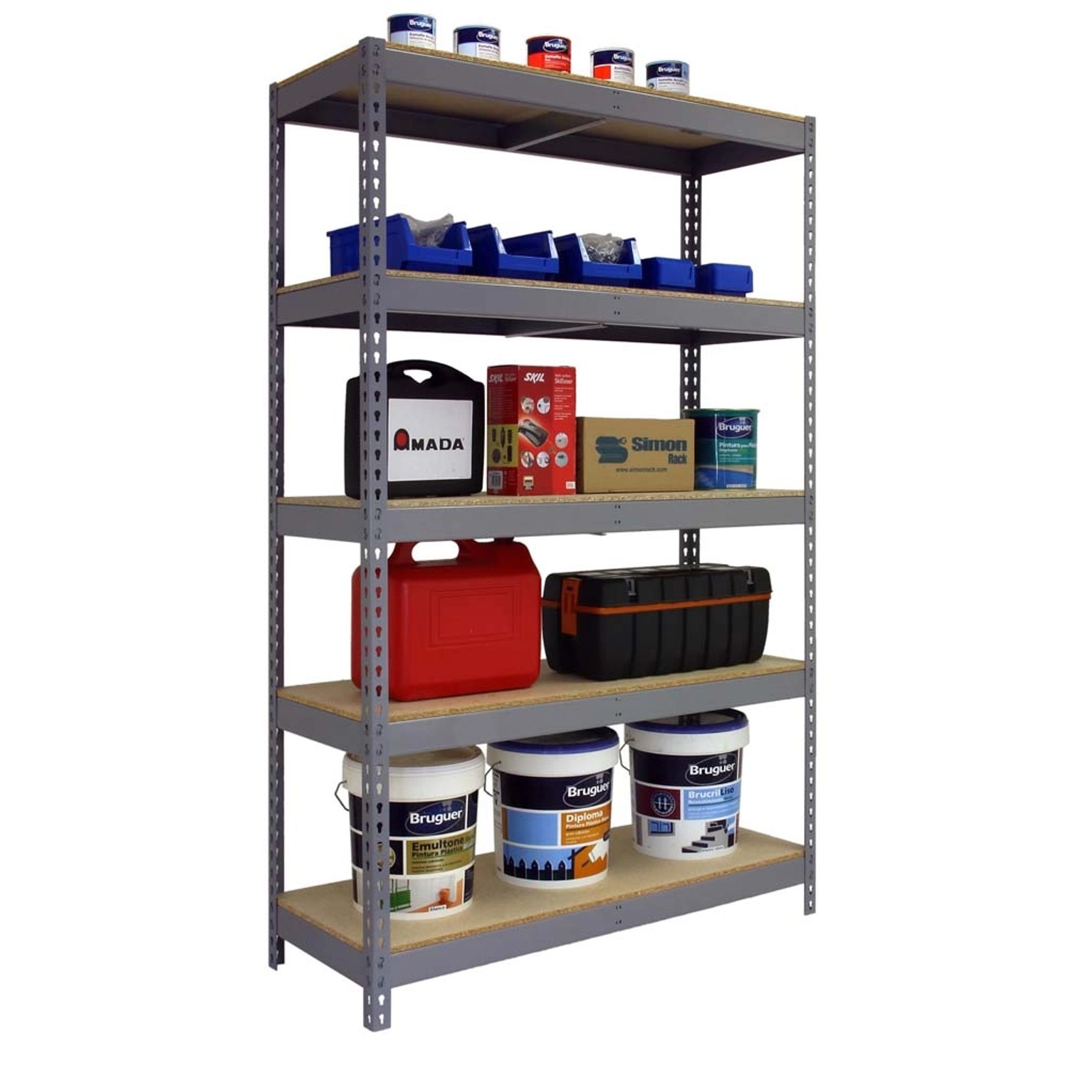 PROREGAL Schwerlastregal Wood Yeti Light Five HxBxT 200 x 120 x 45 cm Fachlast 300 kg Grau