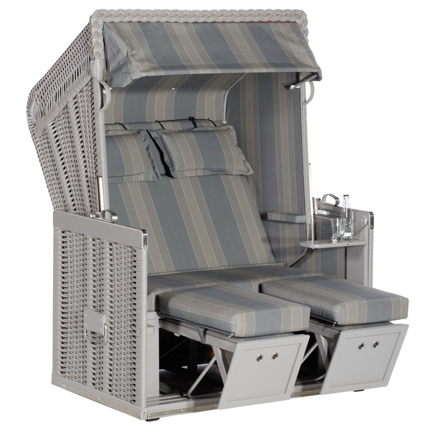 Natur24 Strandkorb Konsul Halbliegemodell 2-Sitzer Taupe