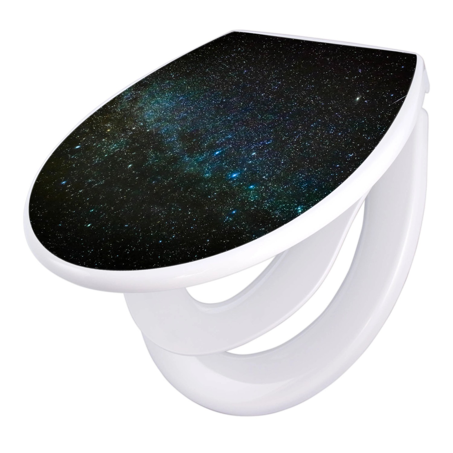 Banjado Familien WC Sitz Mit Absenkautomatik Universeller Klodeckel Mit Kindersitz Hochwertiges Polypropylen Mit Motiv Nachthimmel