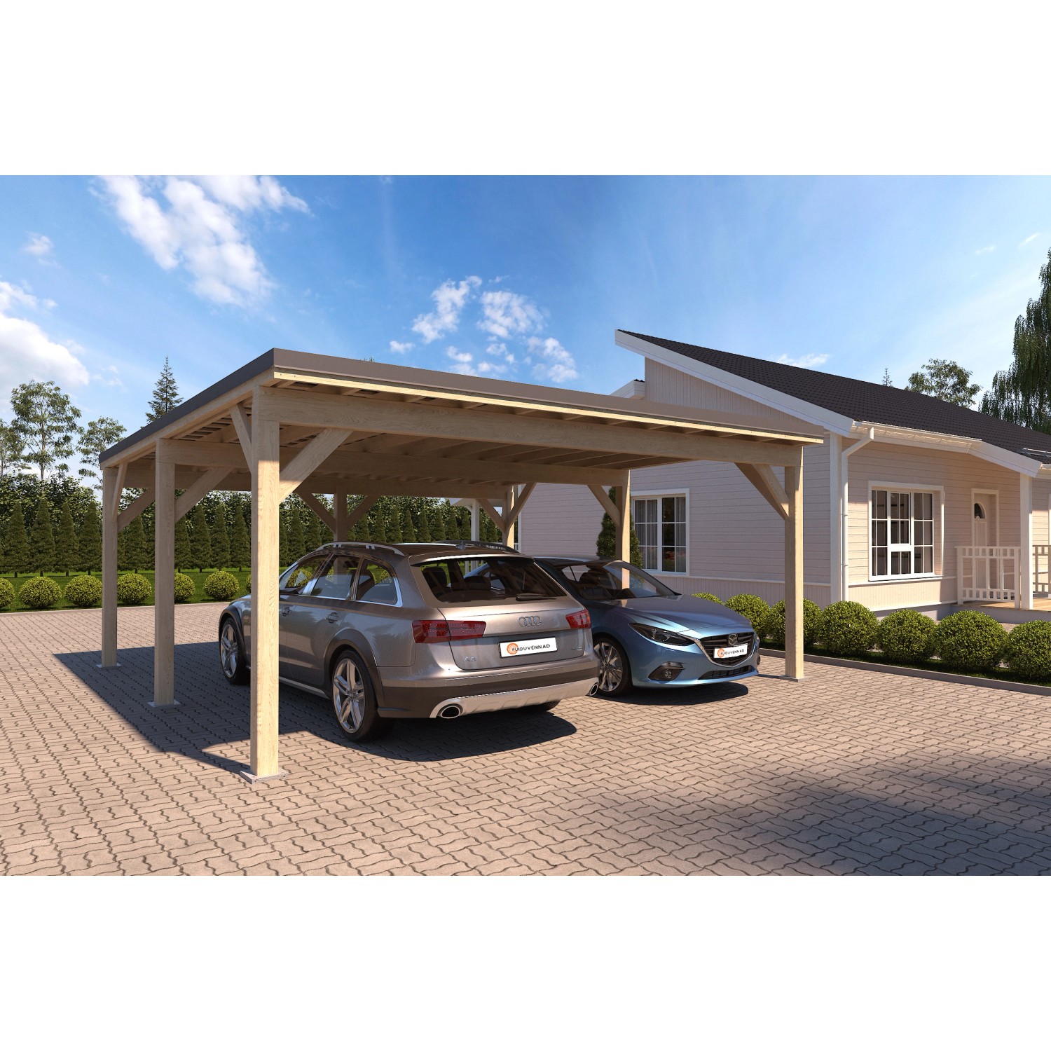 Holzbrüder Carport Ralf 36m² 150kg/m² Natur-Dunkelgrau