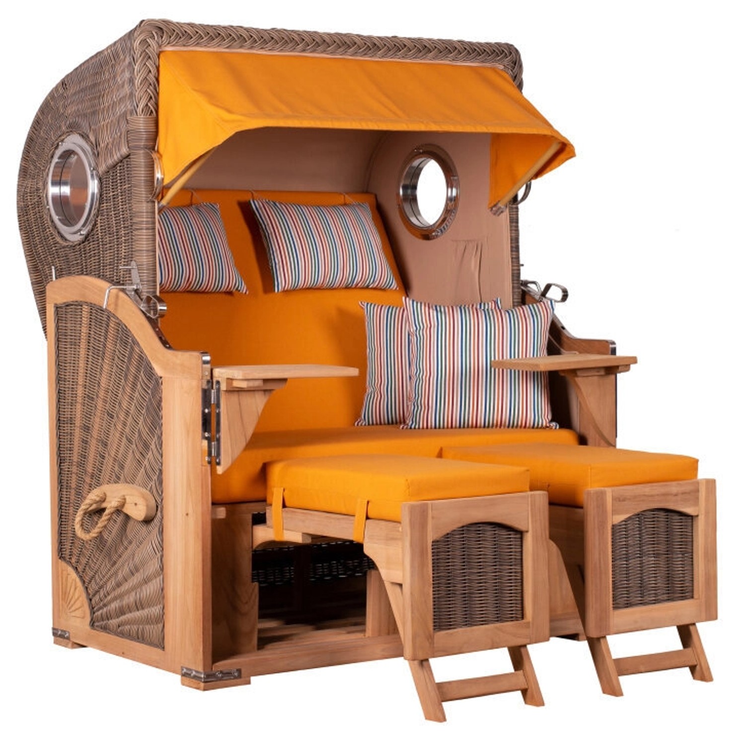 GarWoh Strandkorb Rantum Teak PE Shell Dessin 586