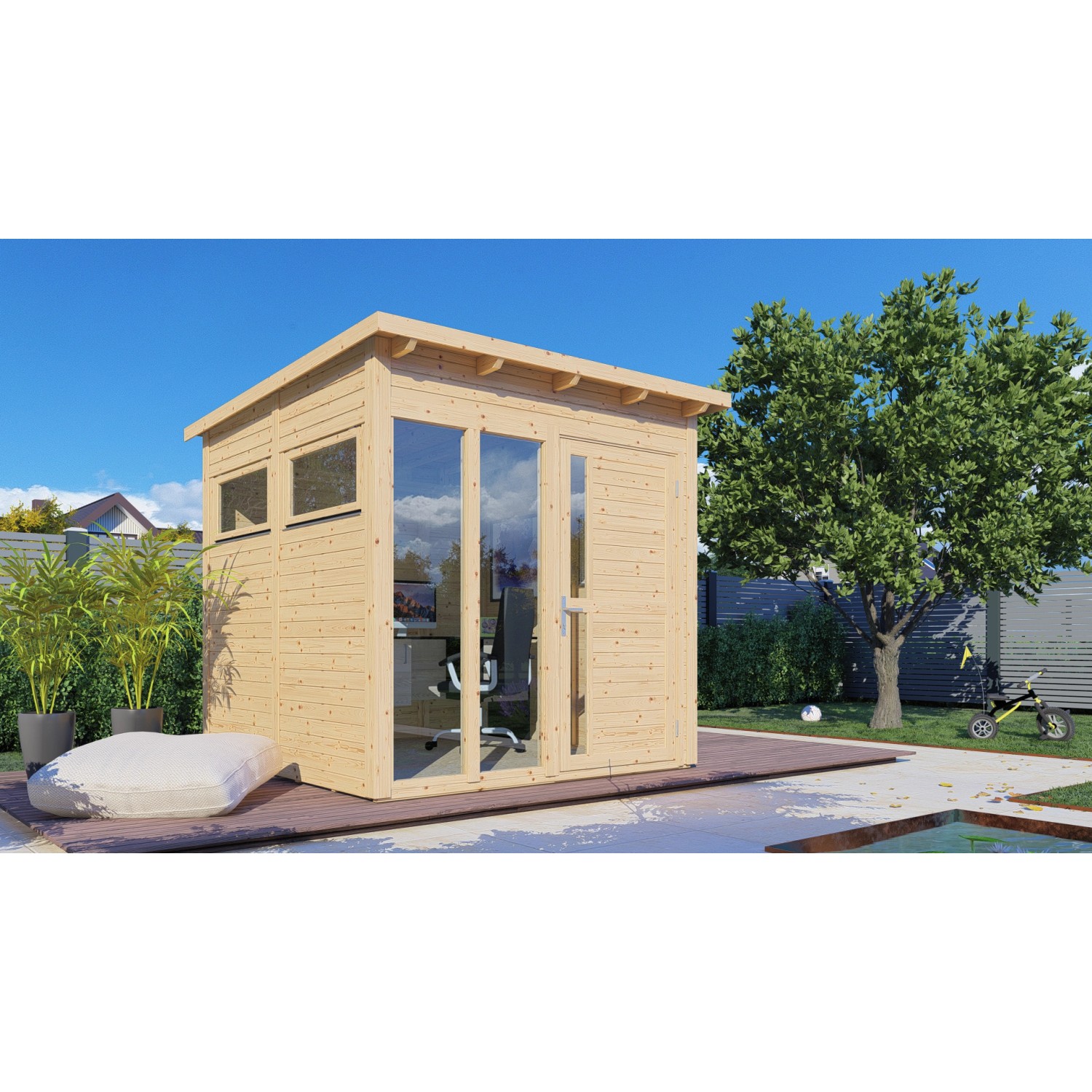 Bertilo Gartenhaus Pentus 2 Office 234 cm x 226 cm Natur FSC®