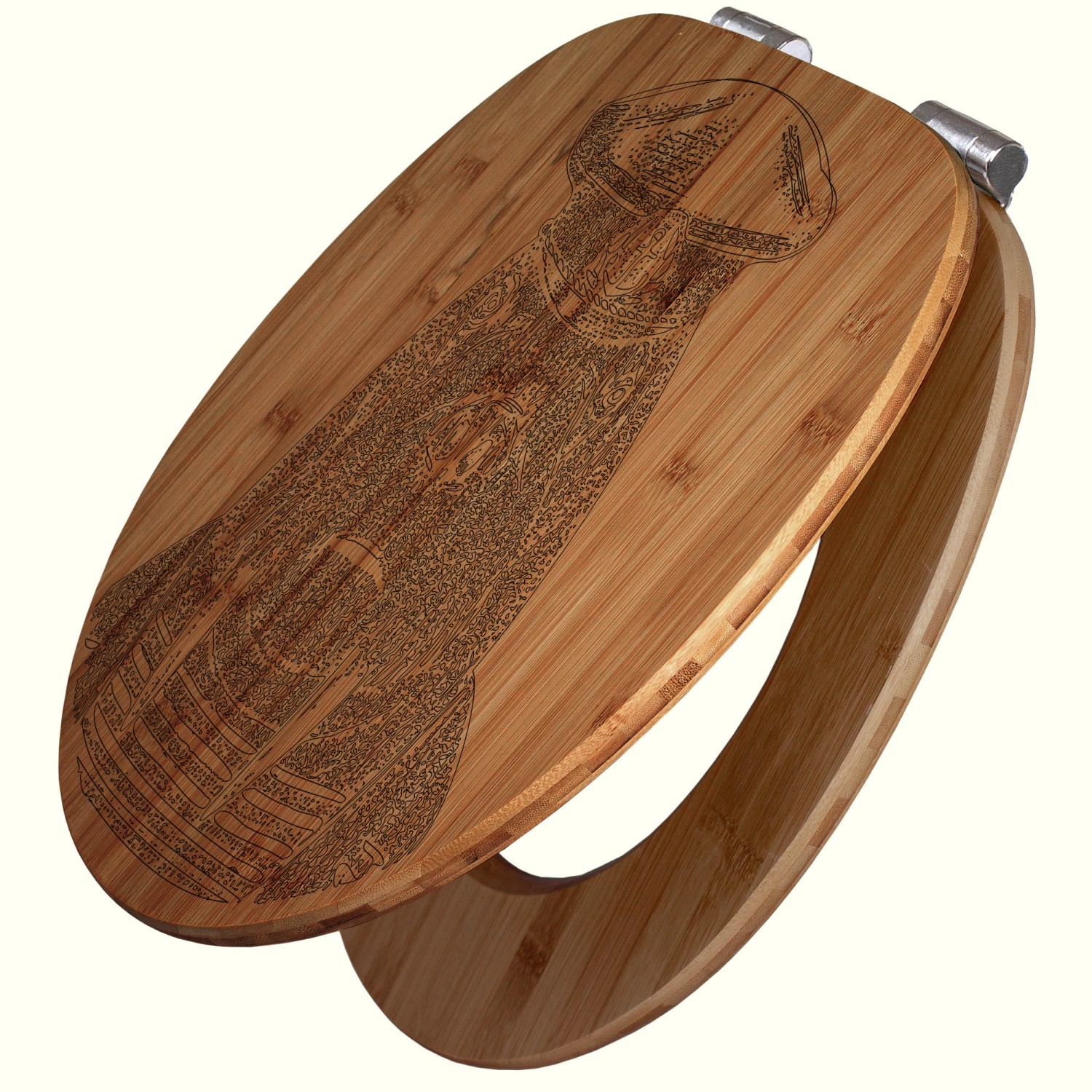 Banjado WC Sitz Bambus Holz Mit Gravur Toilettendeckel Mit Absenkautomatik Klodeckel WC-Sitz Soft Close Mit Motiv Herr Walross