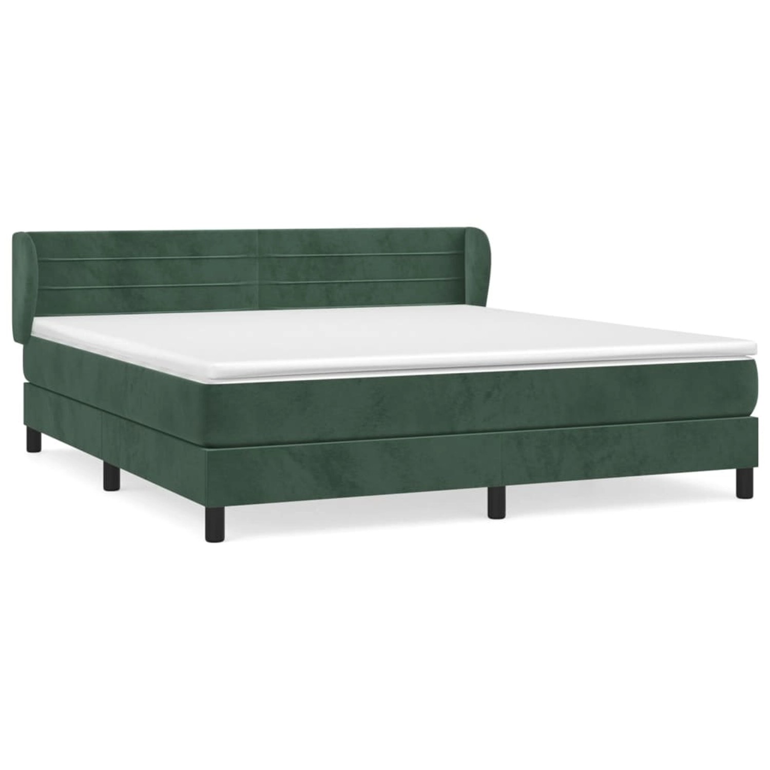 vidaXL Boxspringbett mit Matratze Dunkelgrün 180x200 cm Samt1537165