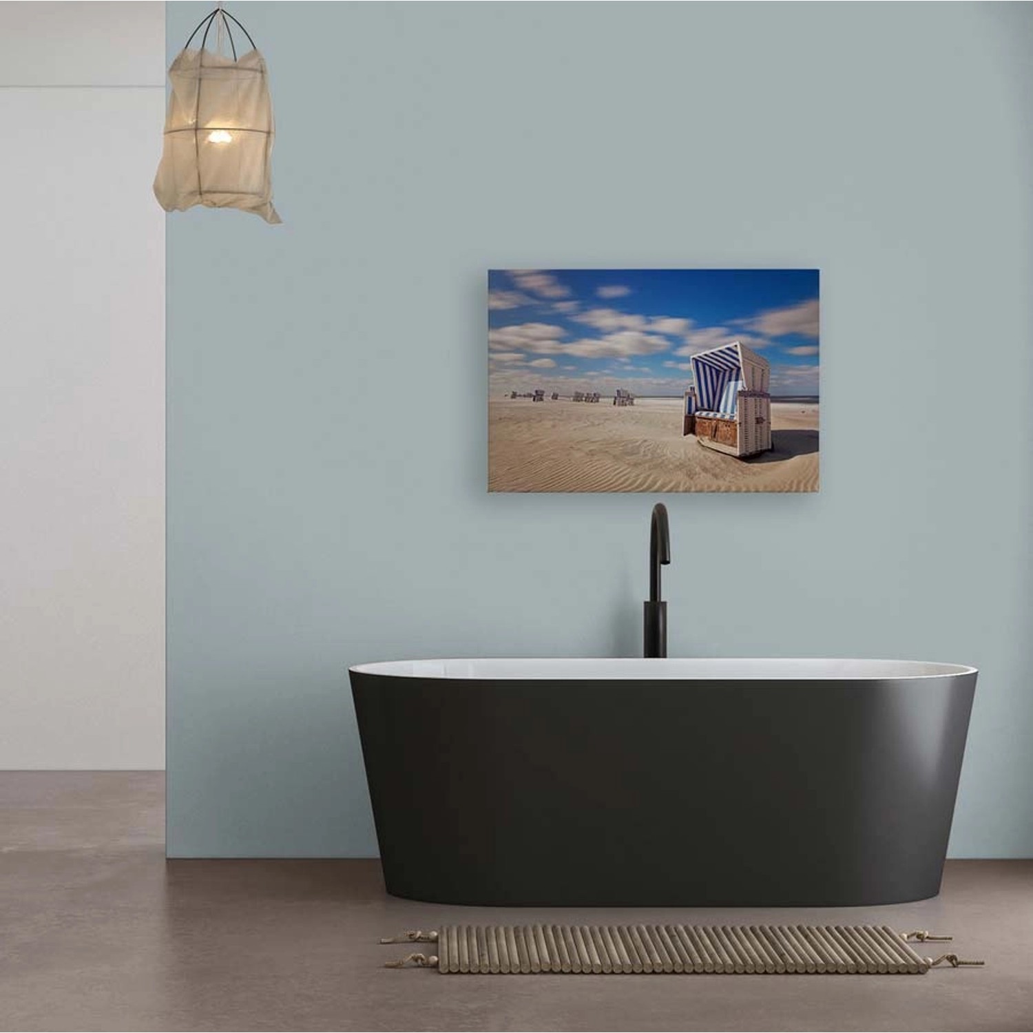 Bricoflor Leinwand Ostsee 120 X 80 Cm Maritimes Wandbild Mit Strandkorb Blau Leinwandbild Mit Strand Und Meer Für Bad Und Küche