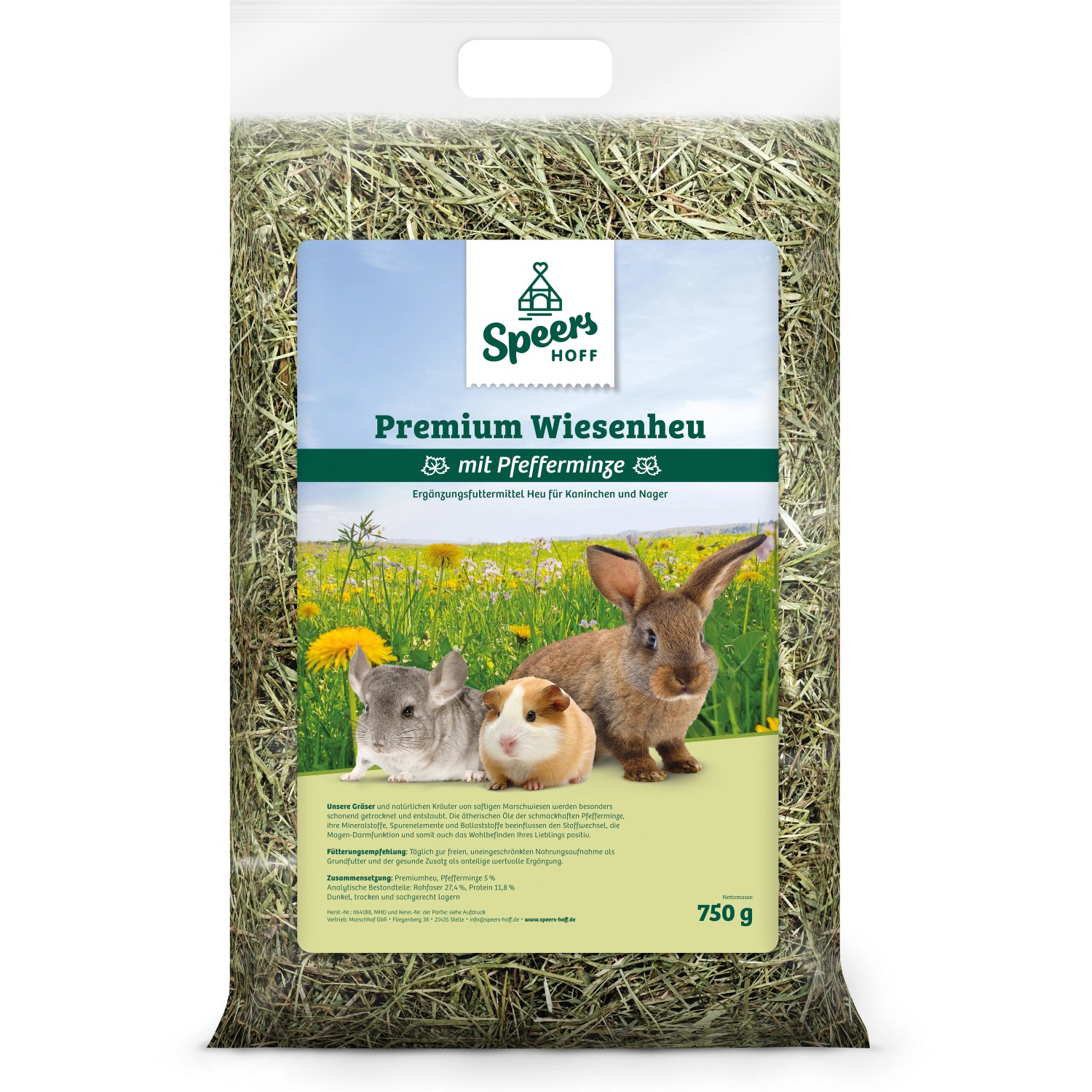 Speers Nager-Ergänzungsfutter Marschhof Premiumheu mit Pfefferminze 750 g