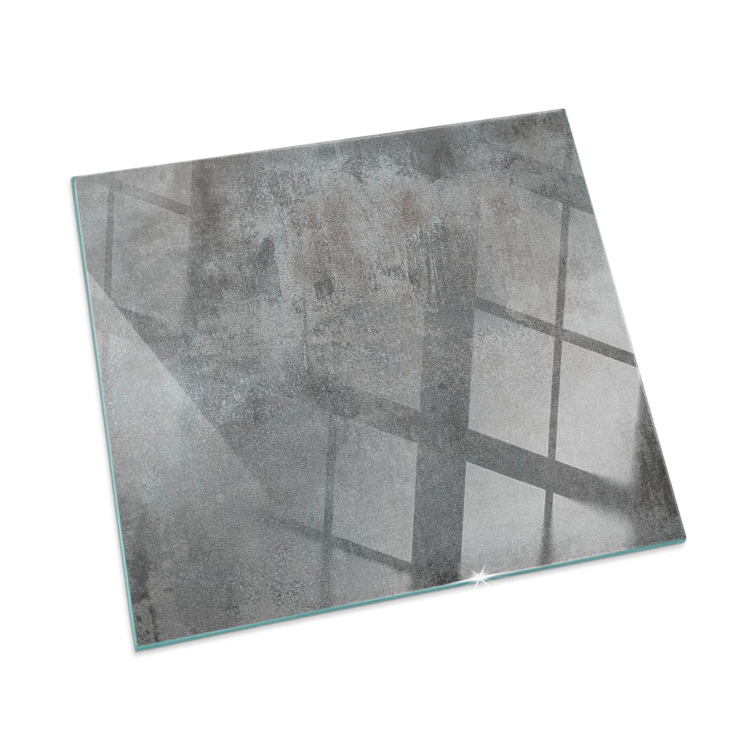 Tulup Glasplatte für Kamin Rohe Oberflächenstruktur Glasplatte für Kaminöfen Quadrat 50x50 cm Grau Glasplatte für Kamin Funkenschutzplatte Kaminöfen