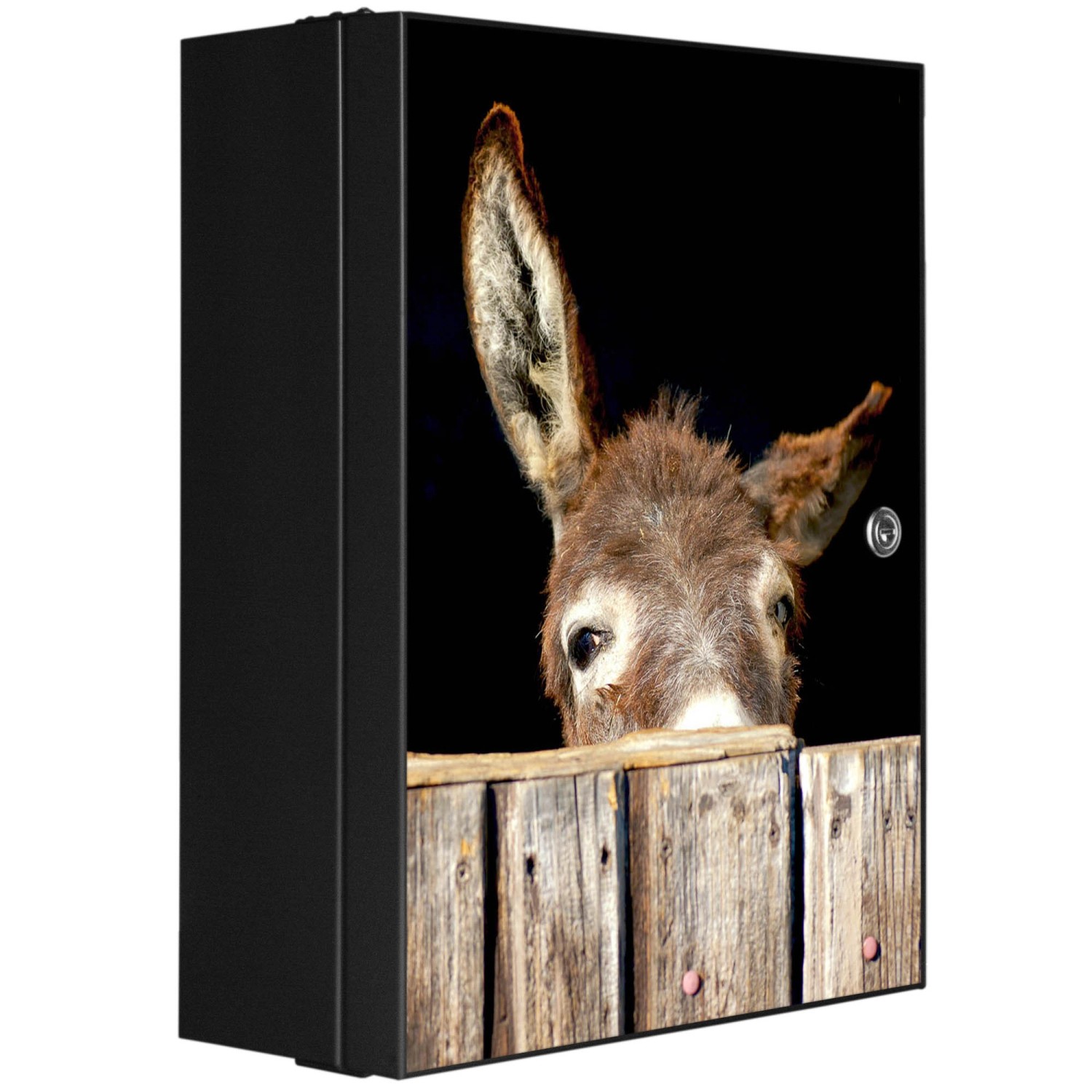 Banjado XXL Medizinschrank Abschliessbar 35x46x15cm Arzneischrank Anthrazit Aus Metall Front Mit Motiv Esel