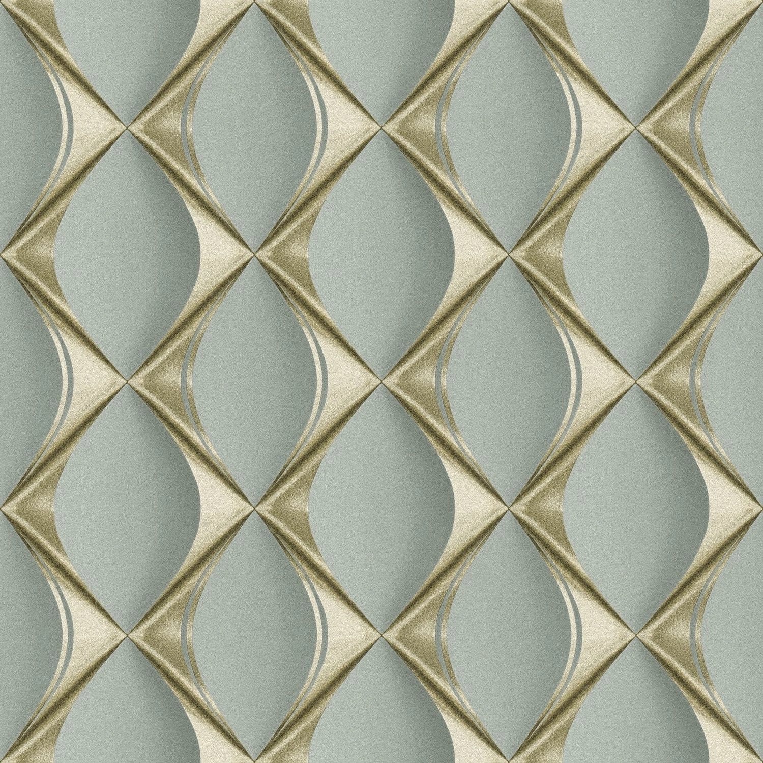 PROFHOME 386913-GU 3D Tapete Grafisch Matt Grün Gold minz-Grün 0,53 m x 10,05 m 5,33 m2 Grün