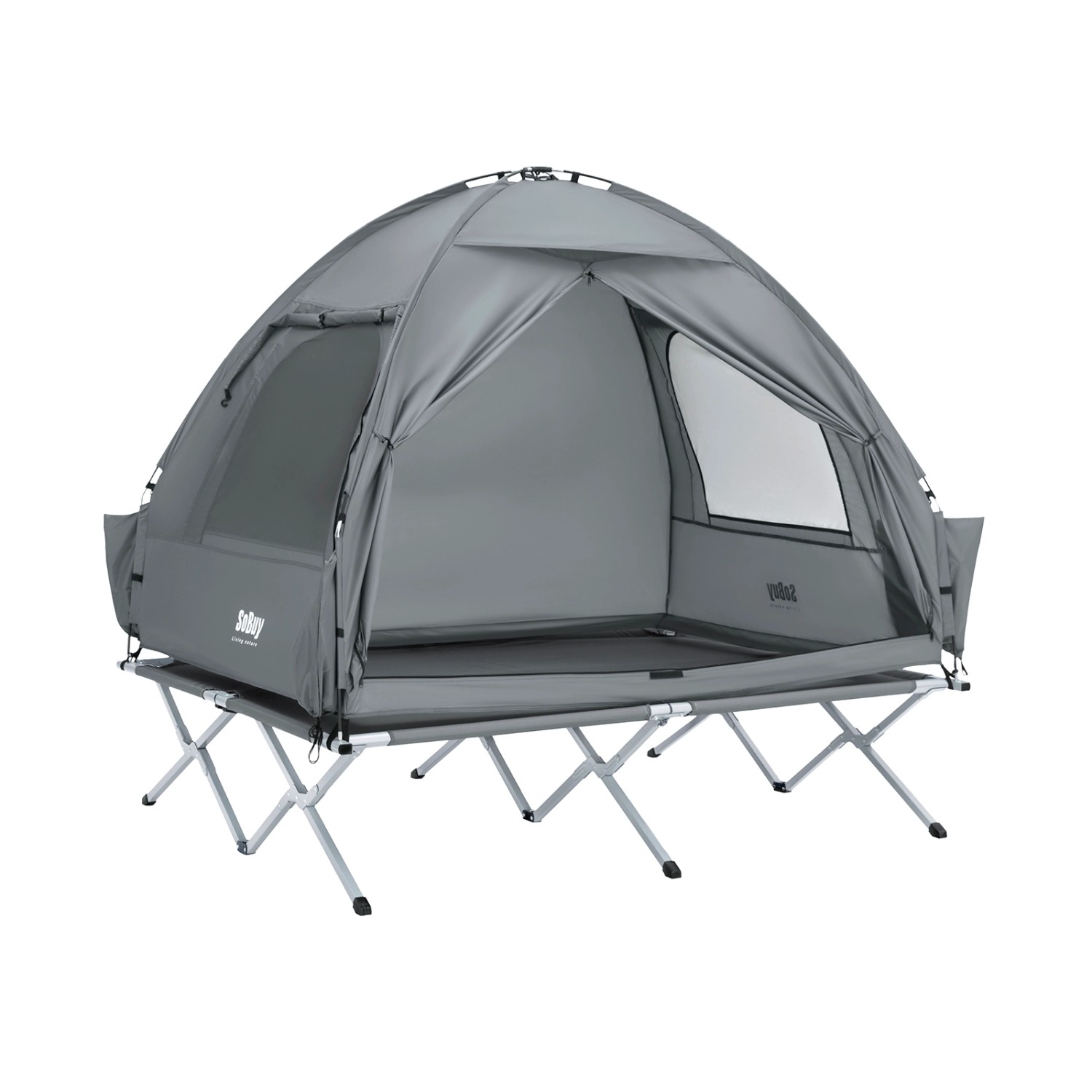 SoBuy 3in1-Zelt Campingzelt Outdoor 2 Person Grau 193x188x145cm OGS32-II-L-HG