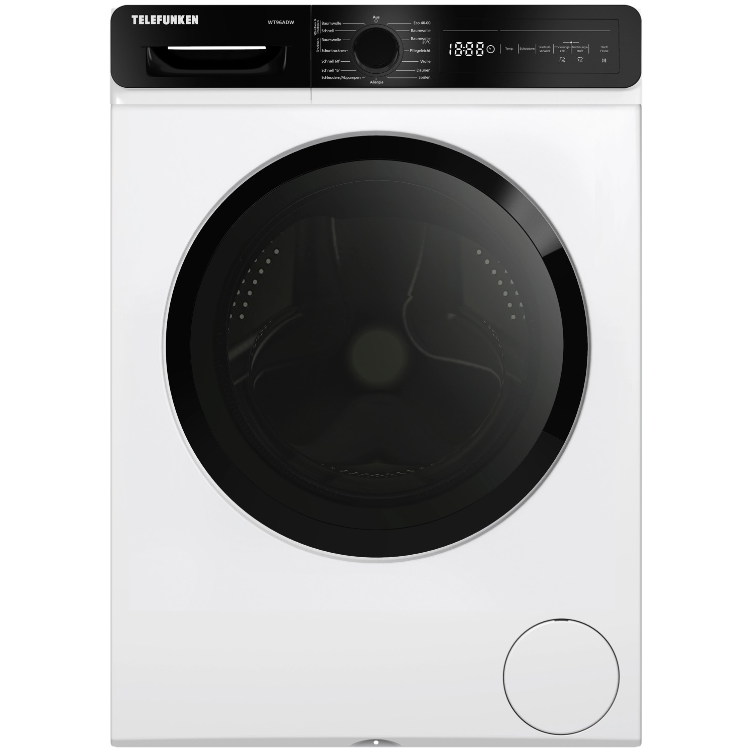 Telefunken Waschtrockner Kombi 9 kg Waschen 6 kg Trocknen Waschmaschine mit Trockner integriert 1400 U/Min Weiß