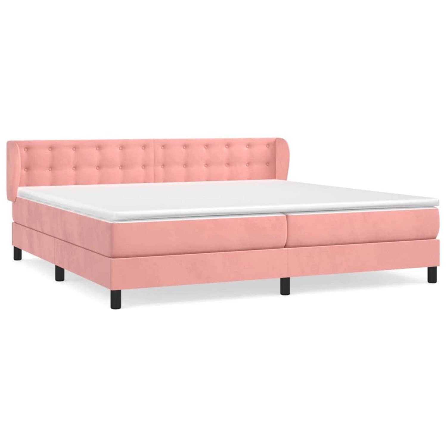 vidaXL Boxspringbett mit Matratze Rosa 200x200 cm Samt1394640