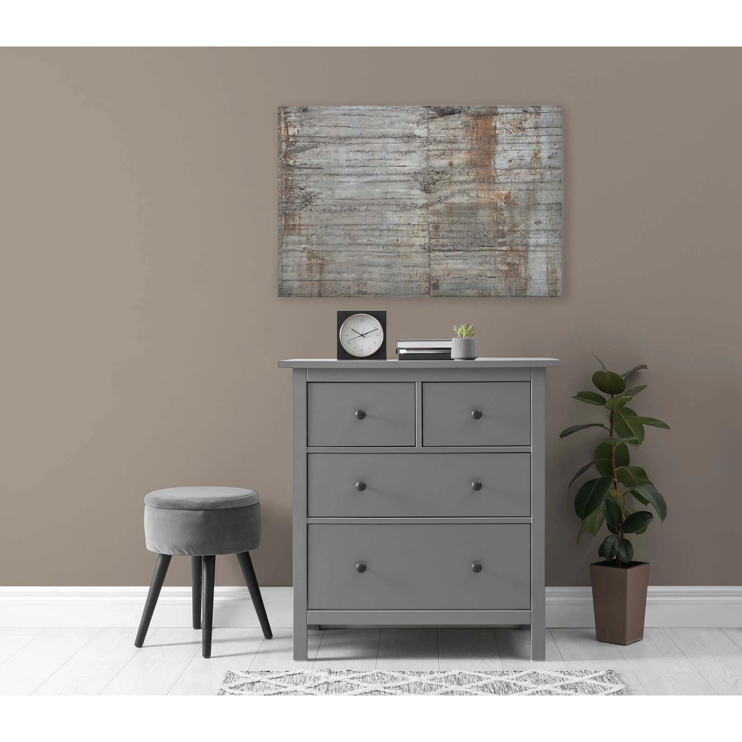 Bricoflor Wandbild In Betonoptik Im Used Look Leinwandbild Industrial Style Ideal Für Küche Und Jugendzimmer Deko Bild 90 X 60 Cm