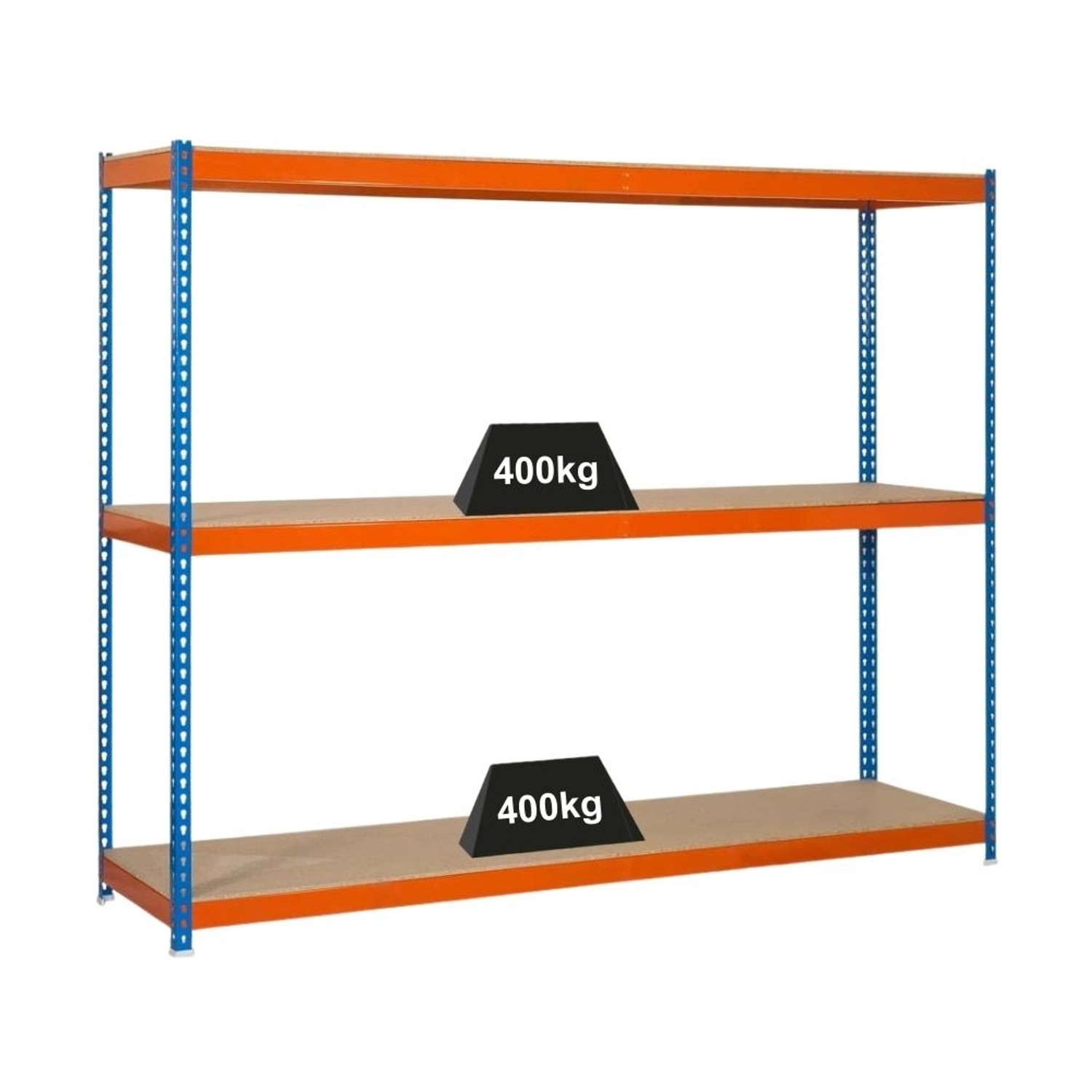 PROREGAL Schwerlastregal Big Wood Yeti Three HxBxT 200 x 120 x 60 cm Fachlast 400 kg Blau-Orange