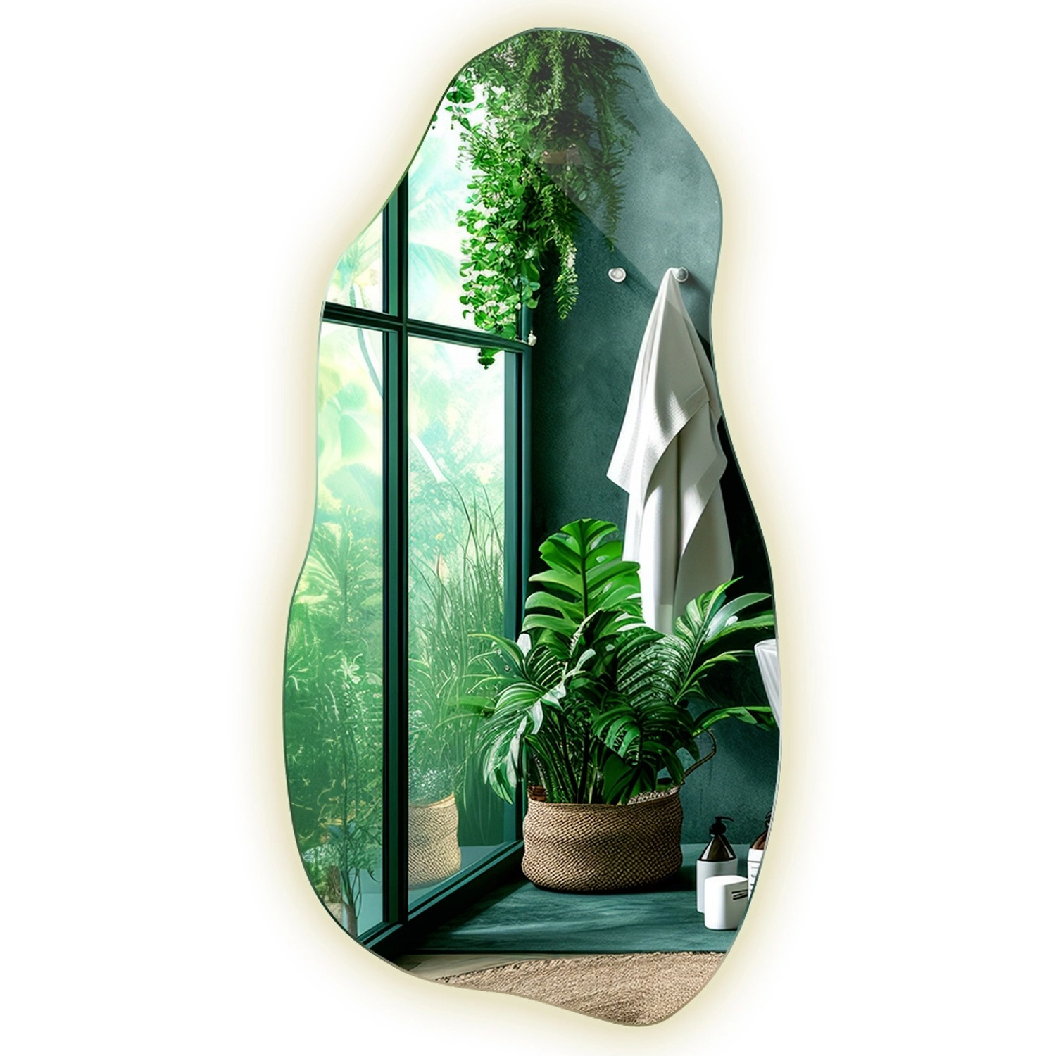 Tulup LED Spiegel Unförmiger Spiegel Beleuchtet 45x90 cm Spiegel Unförmig Mit Beleuchtung Neutralweiß 4000K