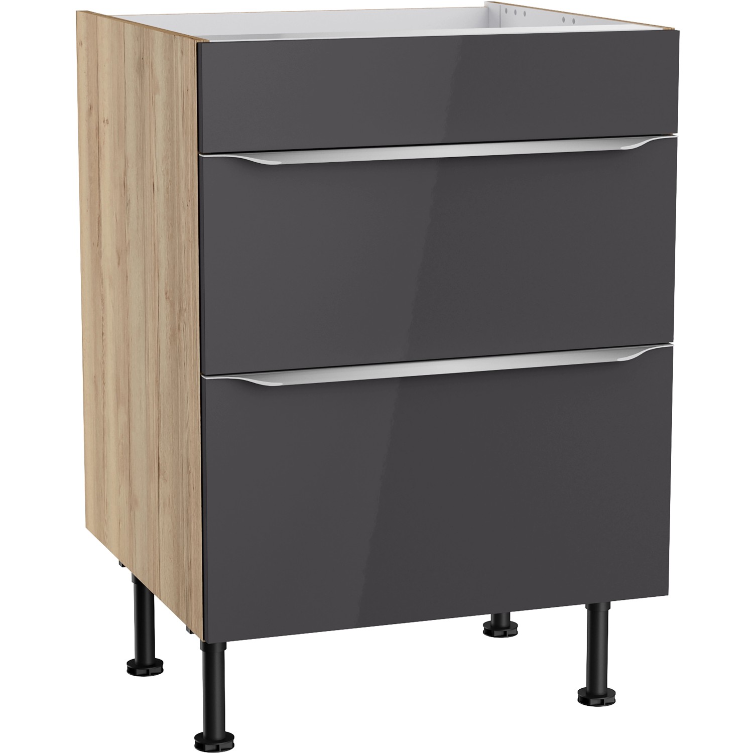 Optifit Unterschrank für Kochfeld Linus984 60 cm Anthrazit-Wildeiche