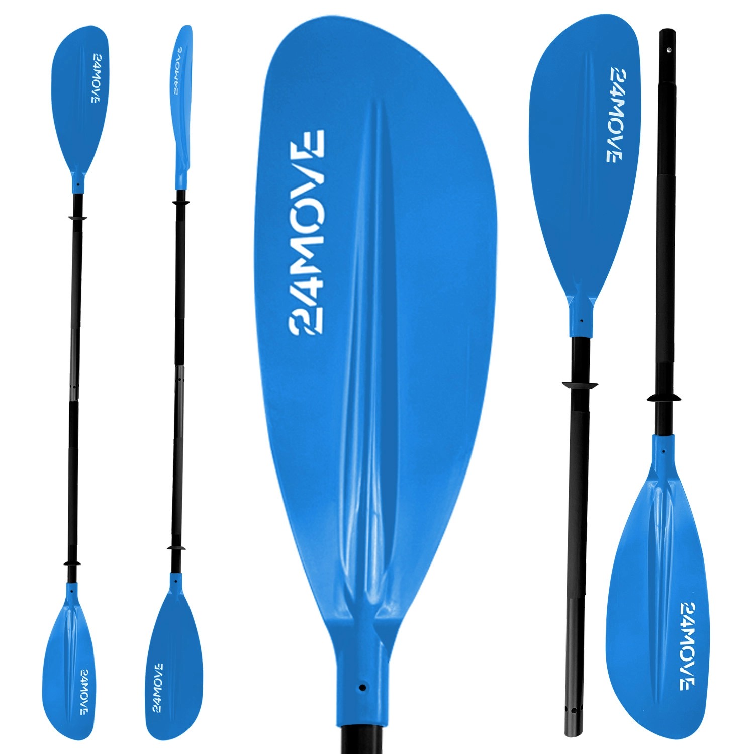24MOVE Doppelpaddel Aluminium Paddel Stand-Up Paddling Kajak 220CM Verstellbar Blau