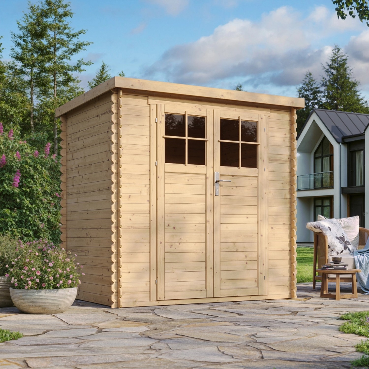 Timbela Gartenhaus Holz M311F 2,22 m²  mit abschließbarer Tür