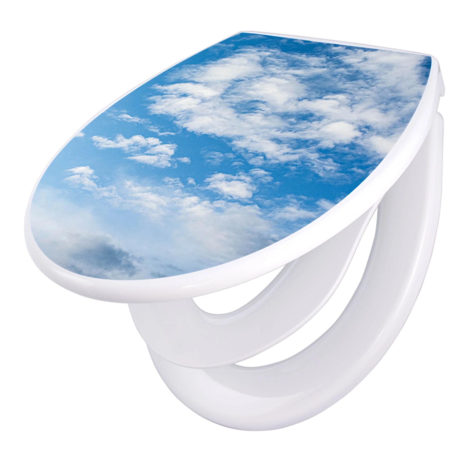 Banjado Familien WC Sitz Mit Absenkautomatik Universeller Klodeckel Mit Kindersitz Hochwertiges Polypropylen Mit Motiv Wolken 1